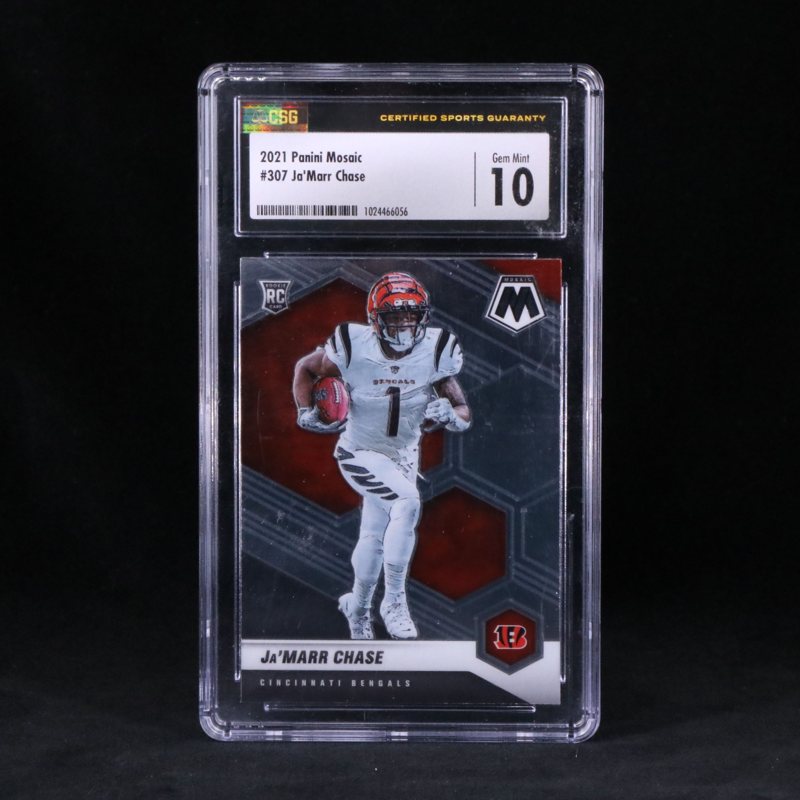 2021 Mosaic Ja’Marr Chase Cincinnati Bengals Rookie Card Graded CSG 10