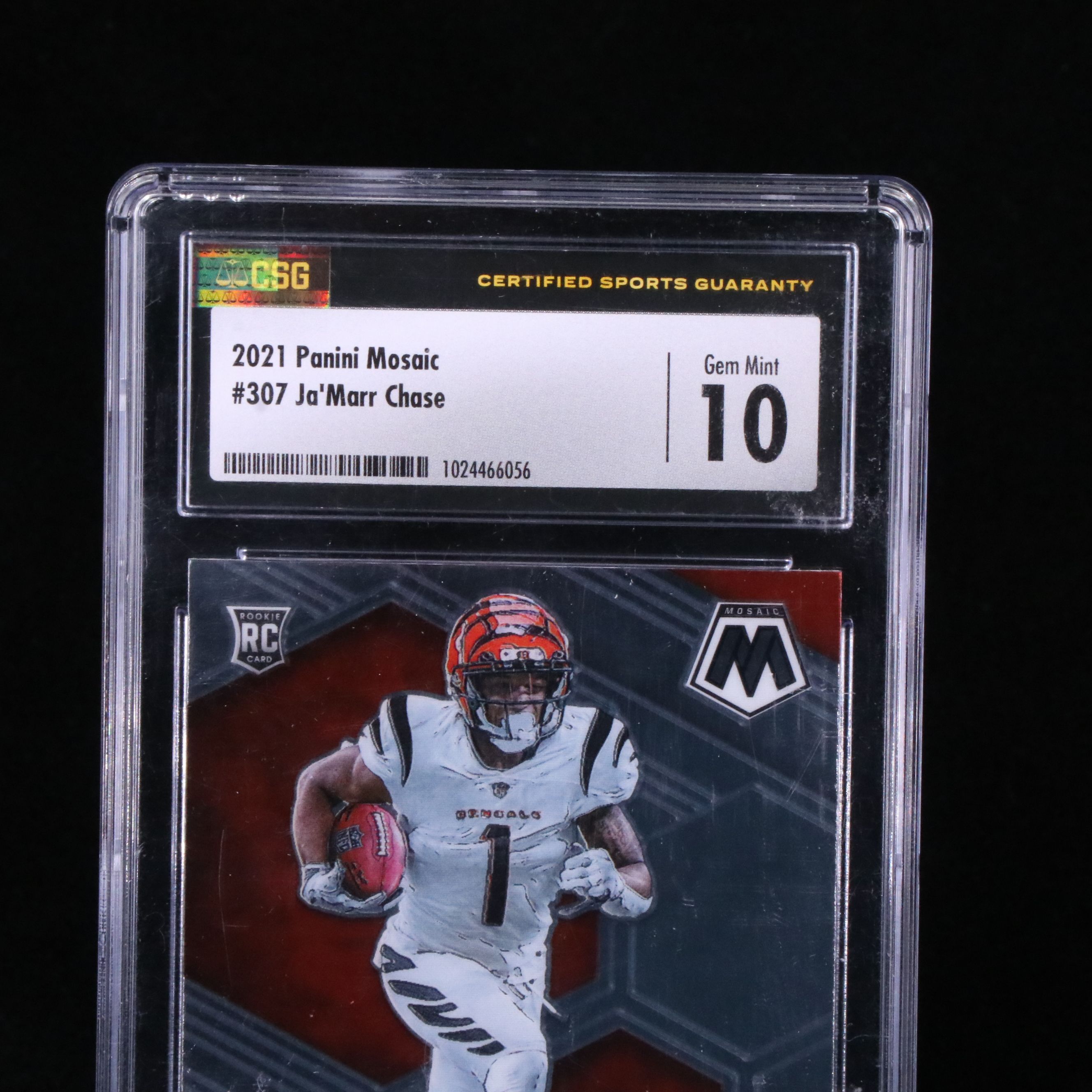 2021 Mosaic Ja’Marr Chase Cincinnati Bengals Rookie Card Graded CSG 10