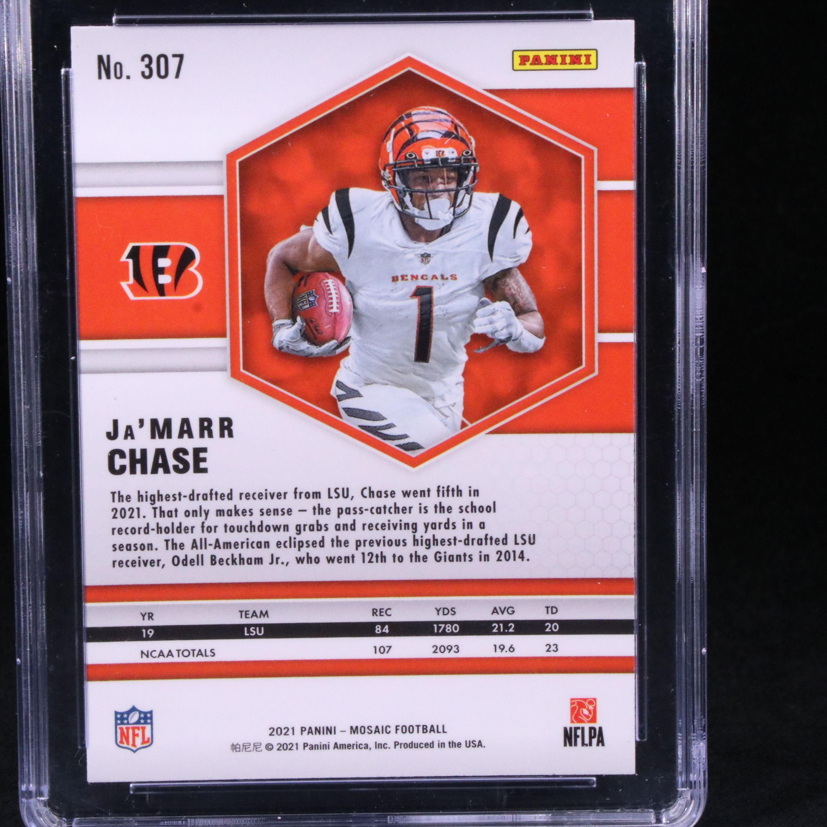 2021 Mosaic Ja’Marr Chase Cincinnati Bengals Rookie Card Graded CSG 10