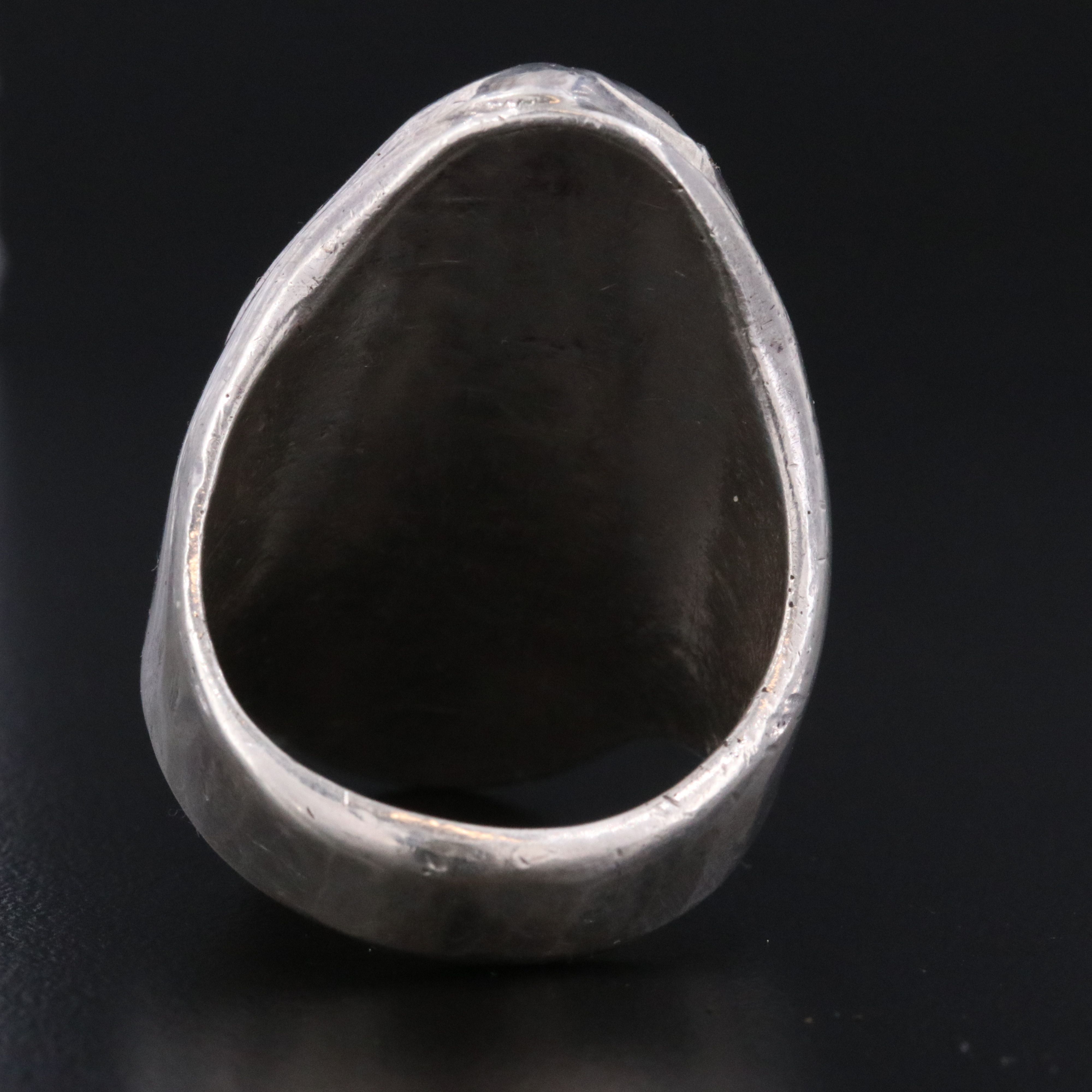 Southwestern Sterling Turquoise and Coral Saddle Ring