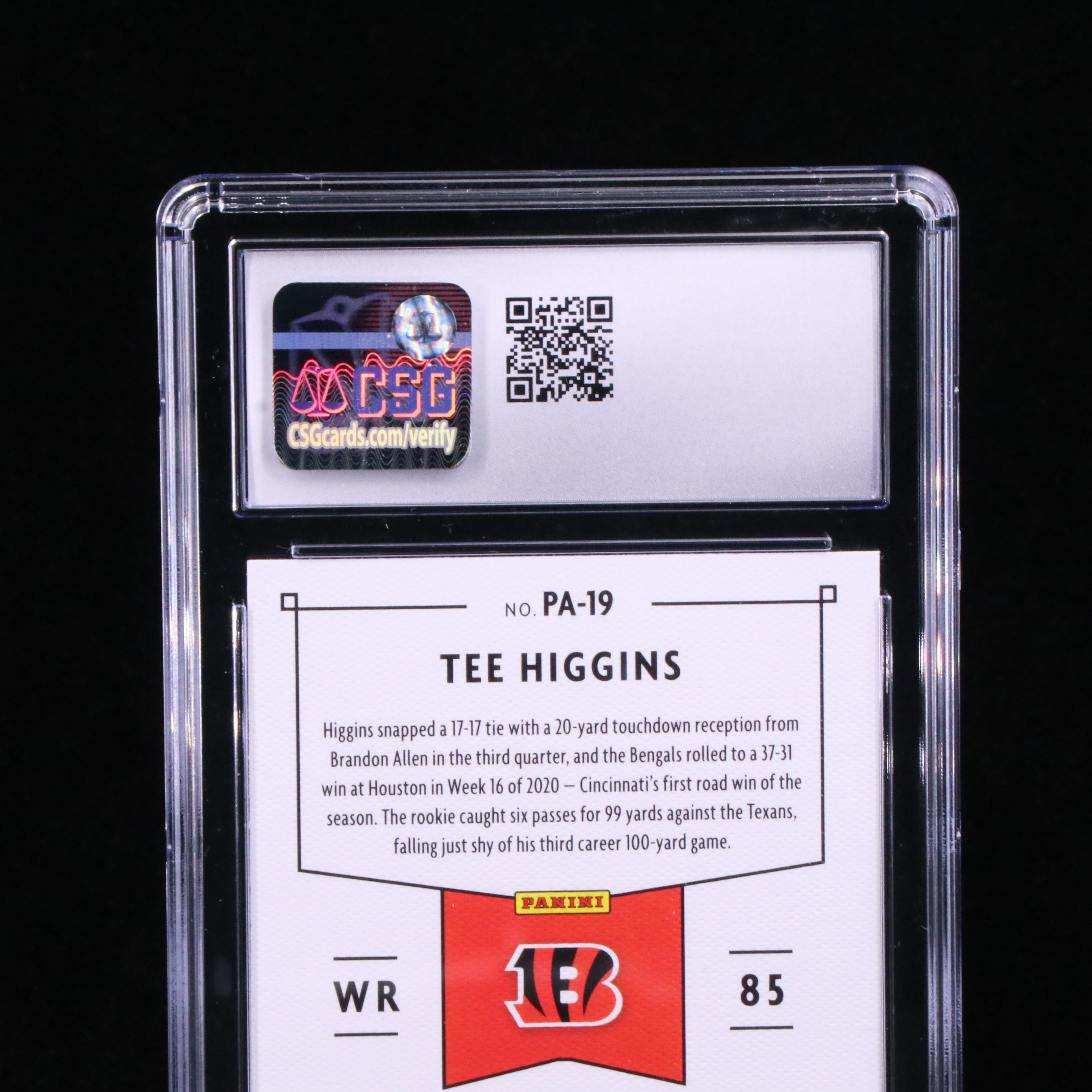 2020 Chronicles Tee Higgins Panini Green Rookie Football Card Graded CSG 10