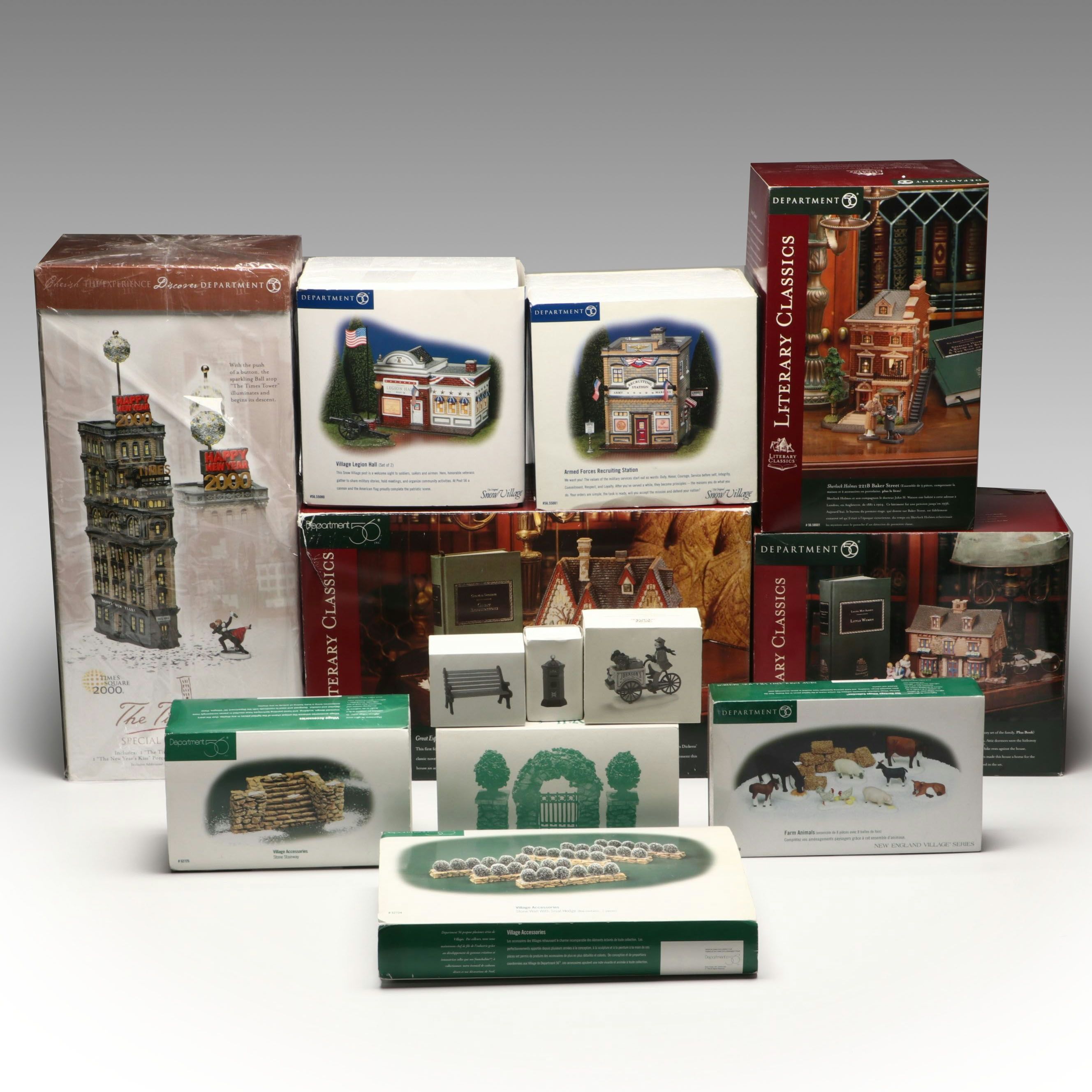 Department 56 Literary Classics and Snow Village Porcelain Sets