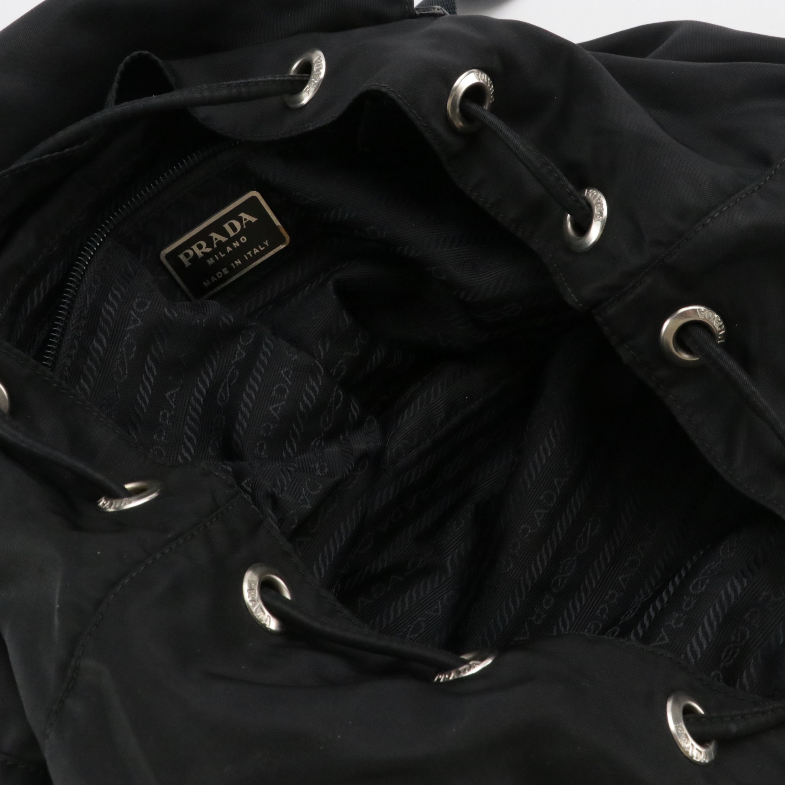 Prada Double Pocket Rucksack Backpack in Black Tessuto Nylon and Leather