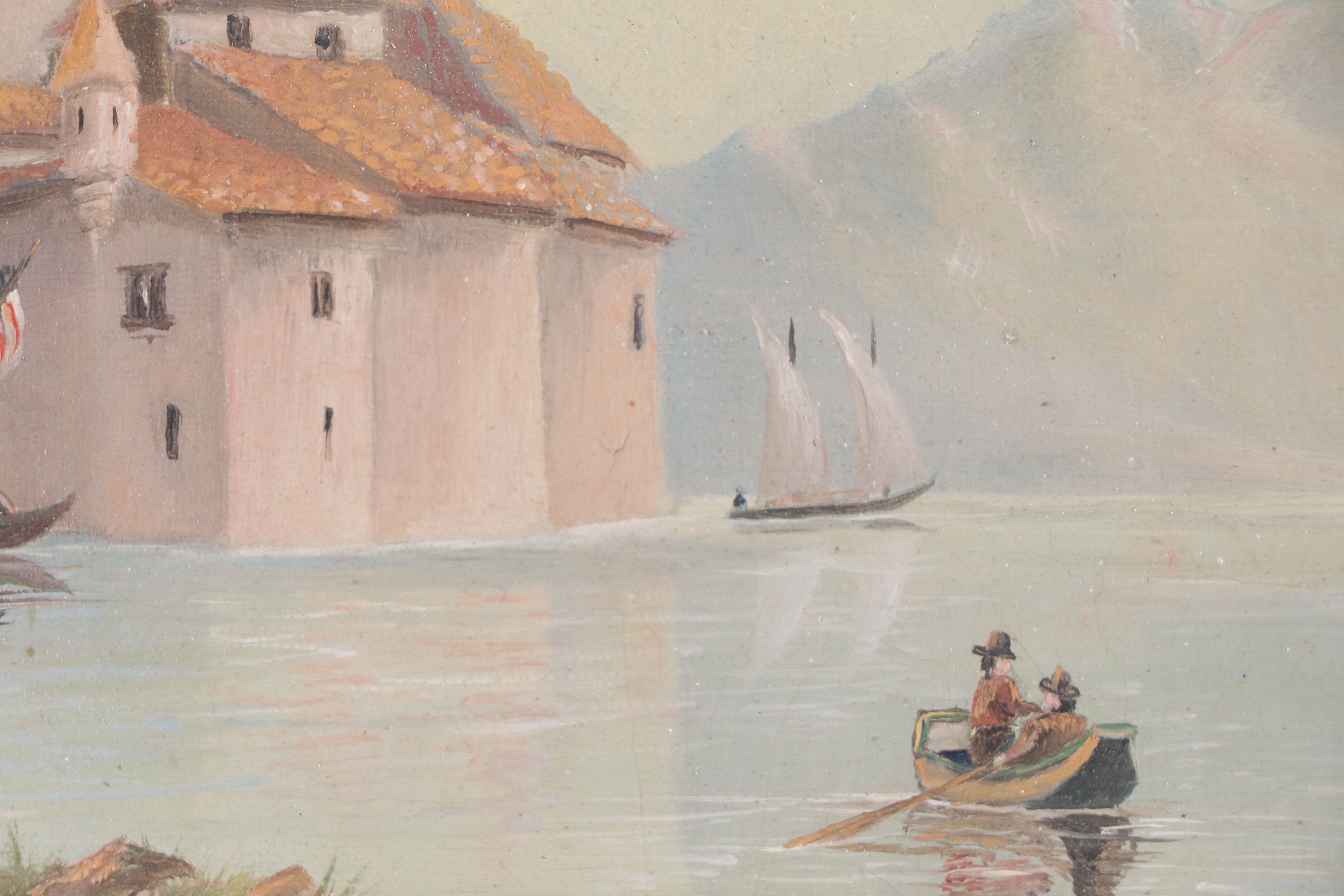 Oil Painting of Castle on Lake, 1872