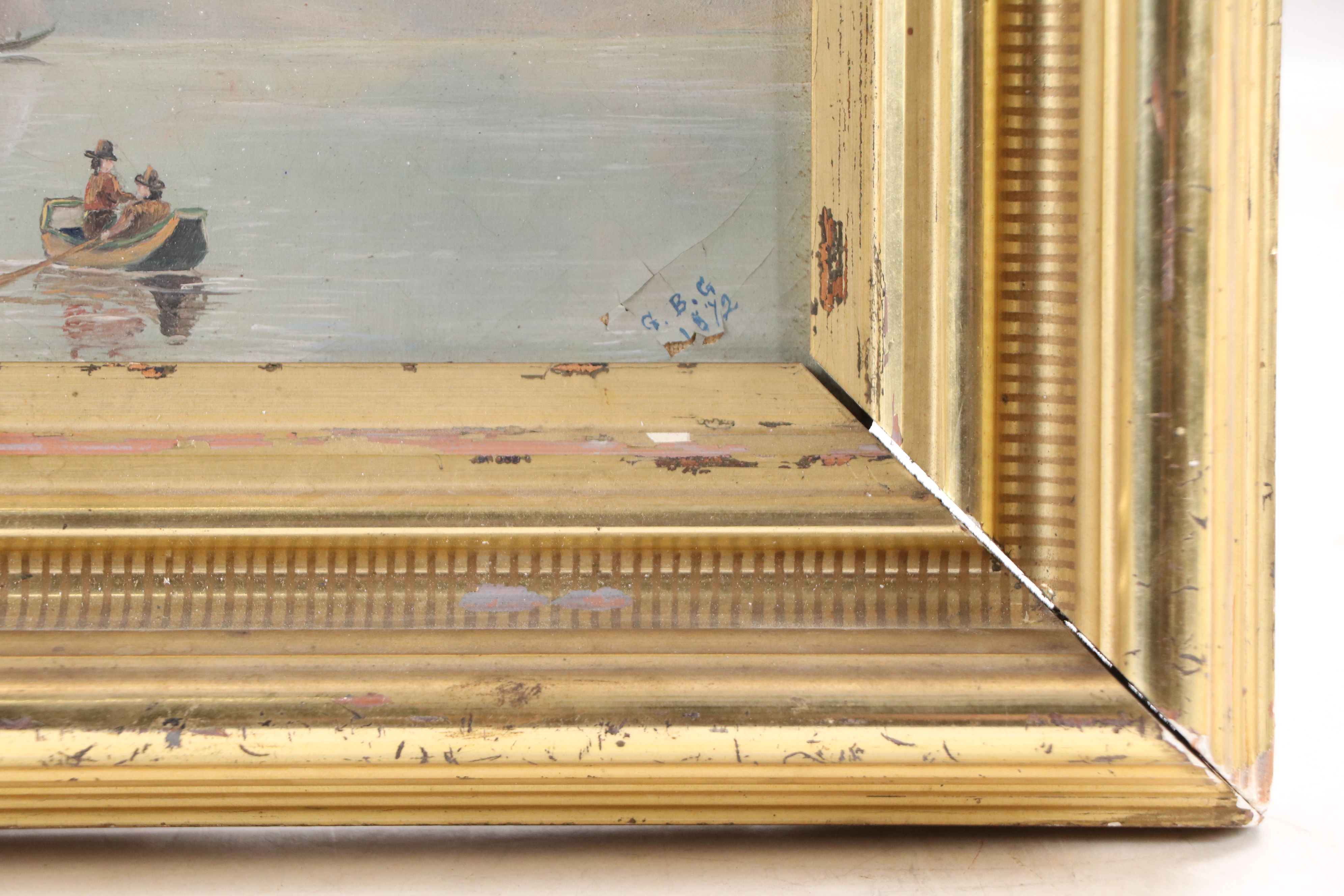 Oil Painting of Castle on Lake, 1872