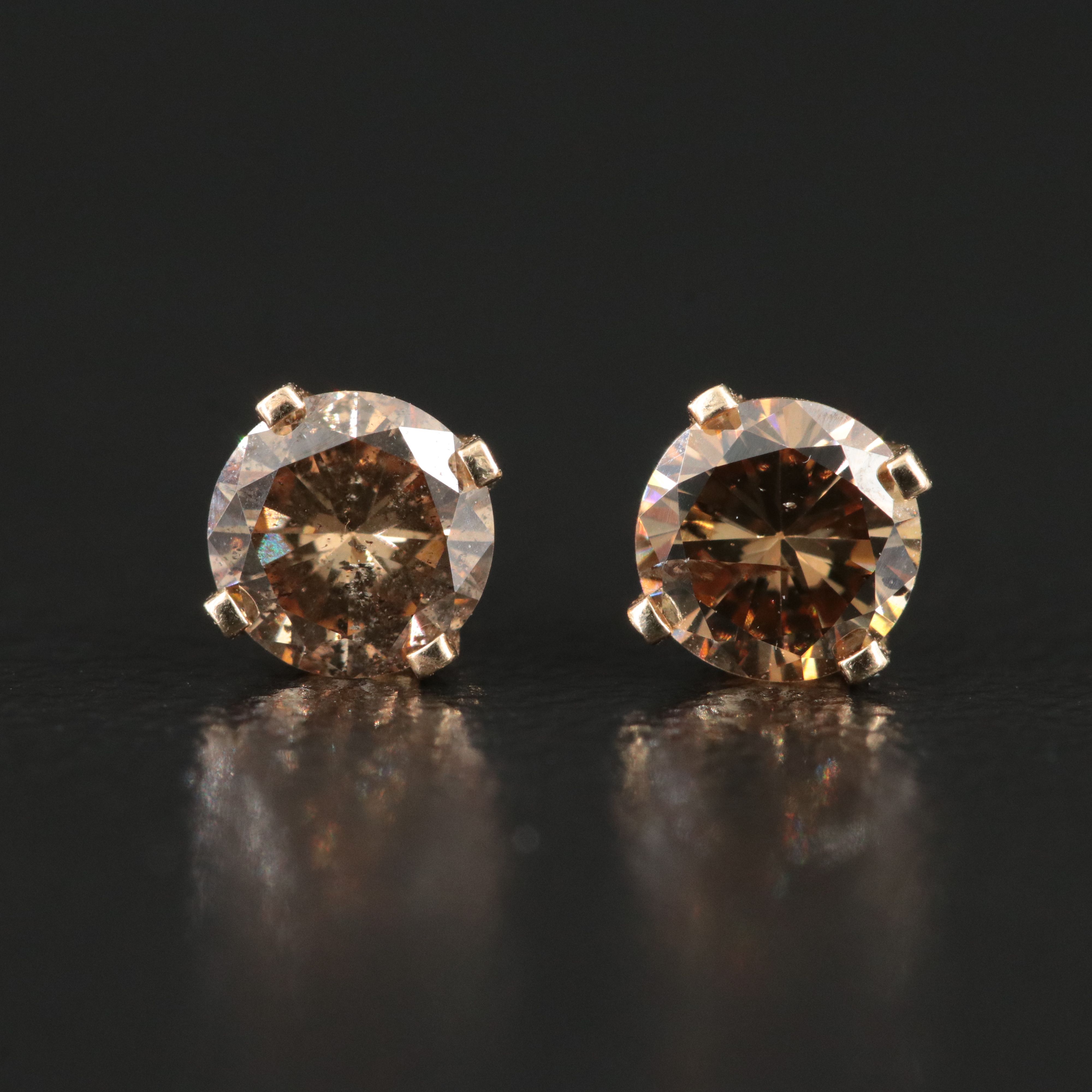 14K 0.60 CTW Fancy Brown Diamond Stud Earrings