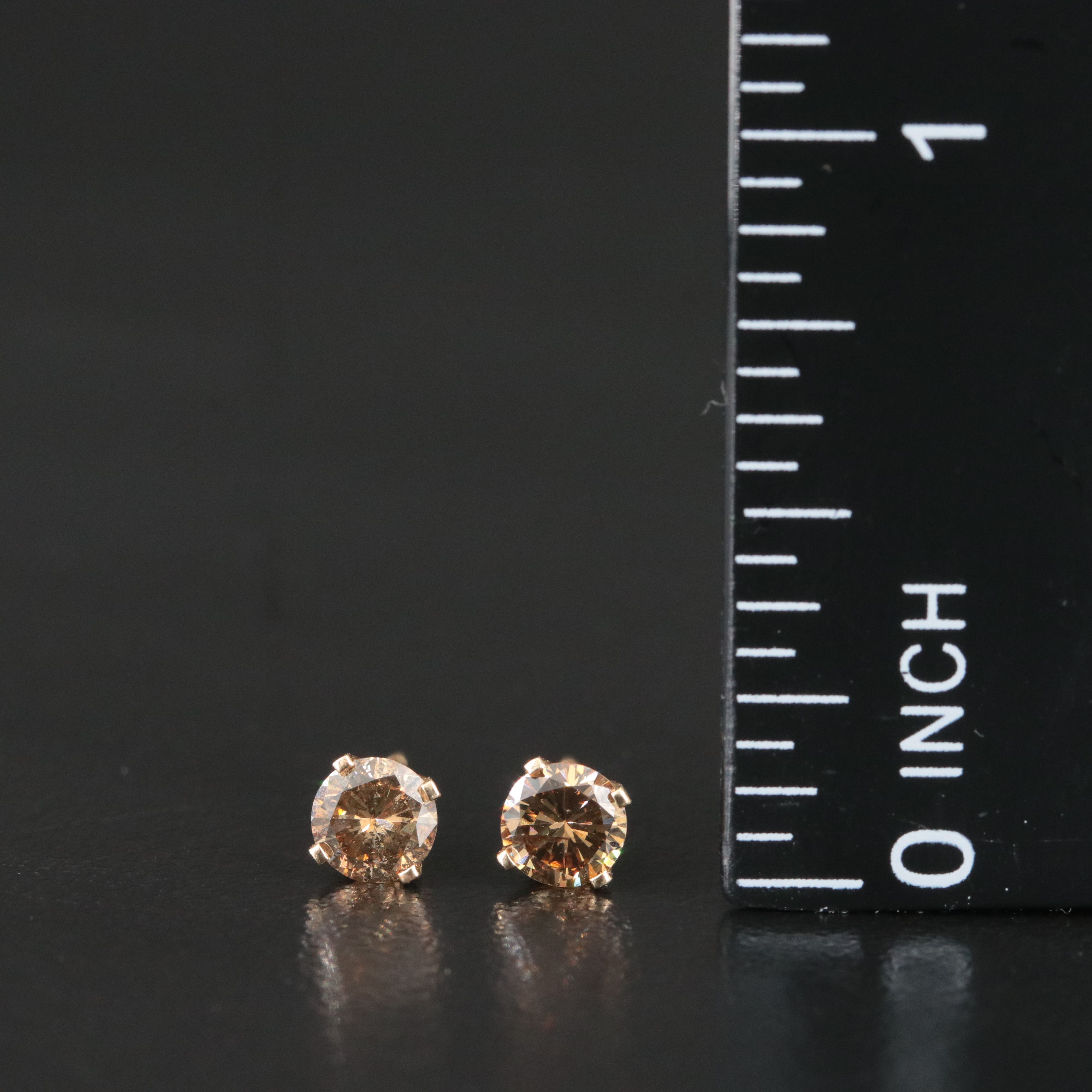 14K 0.60 CTW Fancy Brown Diamond Stud Earrings