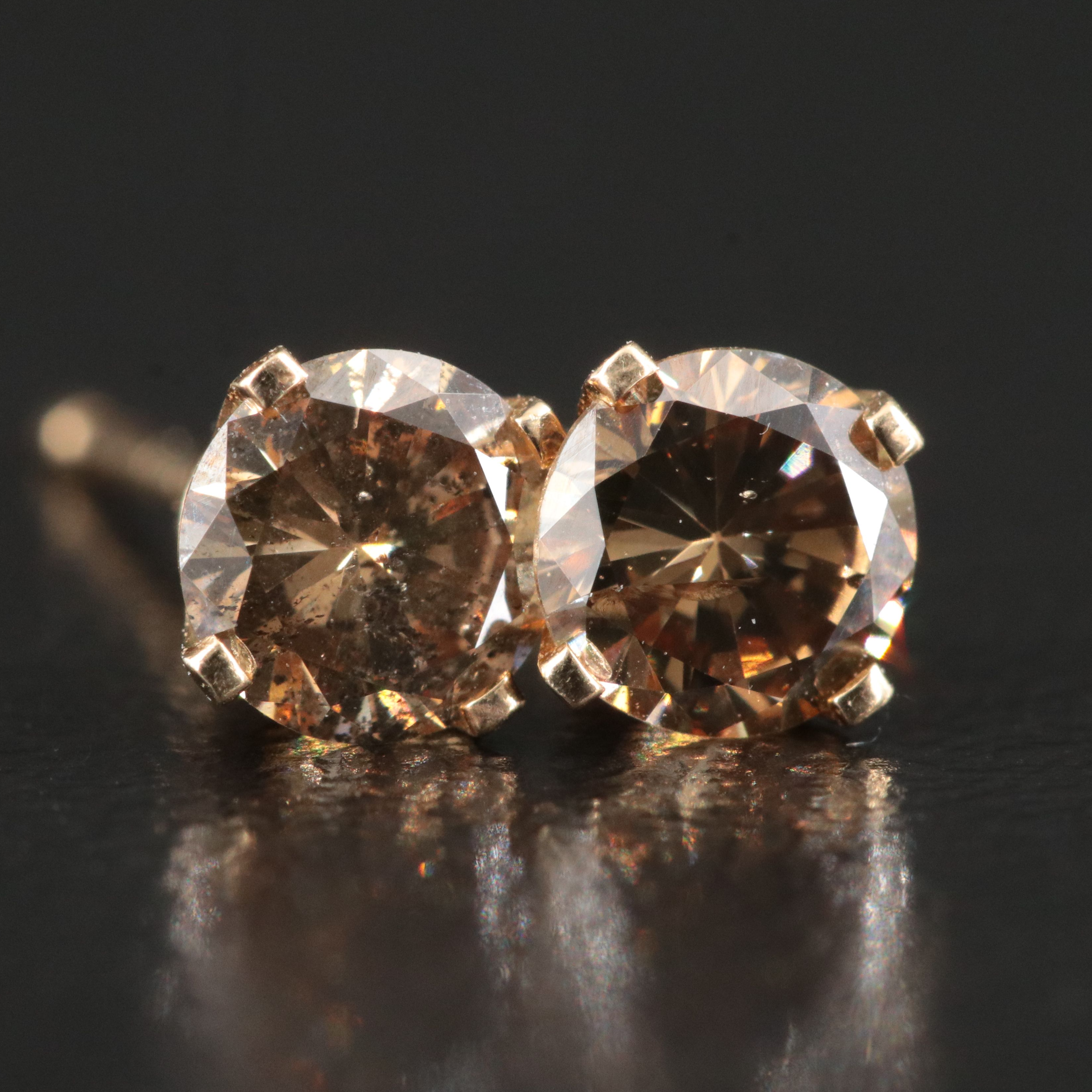 14K 0.60 CTW Fancy Brown Diamond Stud Earrings
