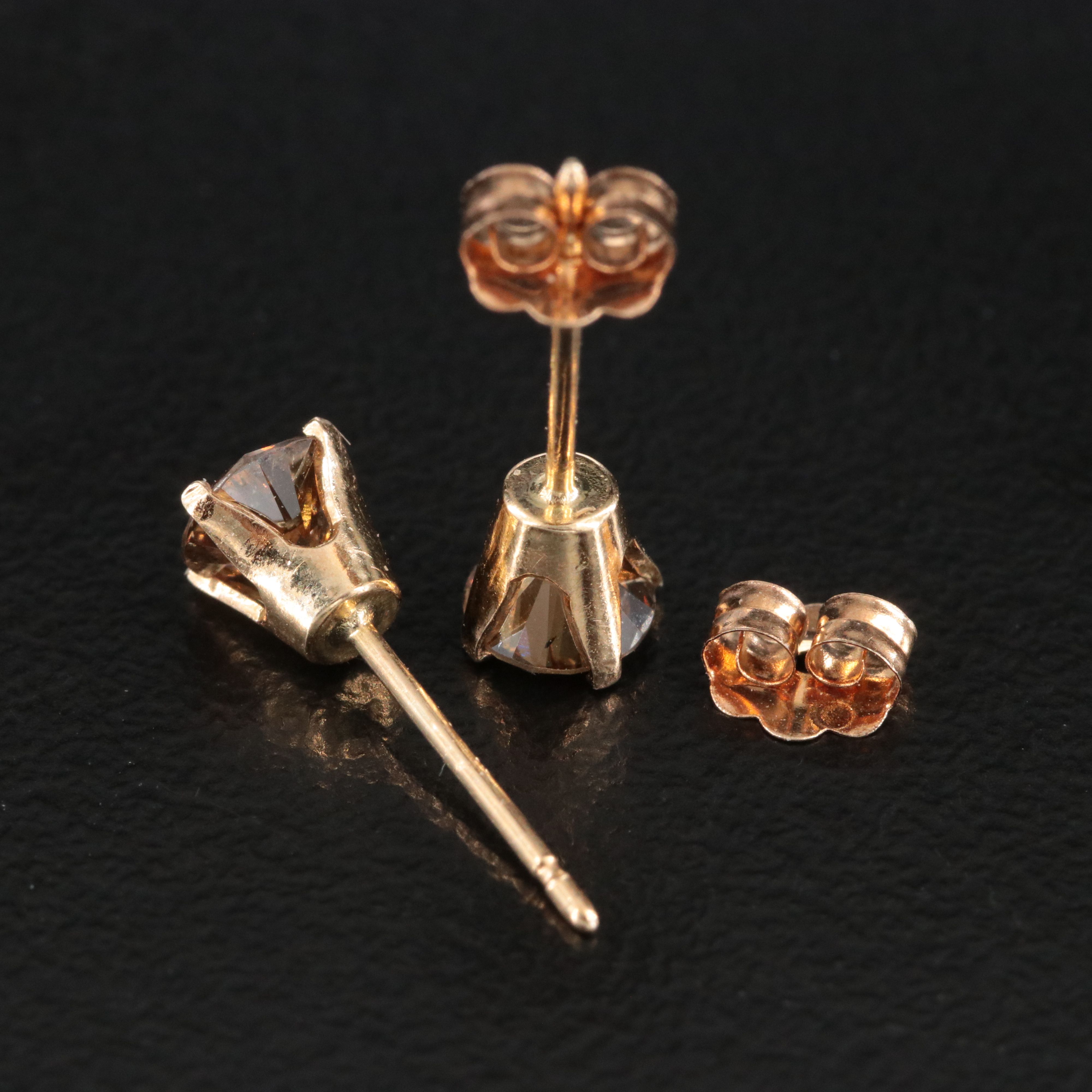 14K 0.60 CTW Fancy Brown Diamond Stud Earrings