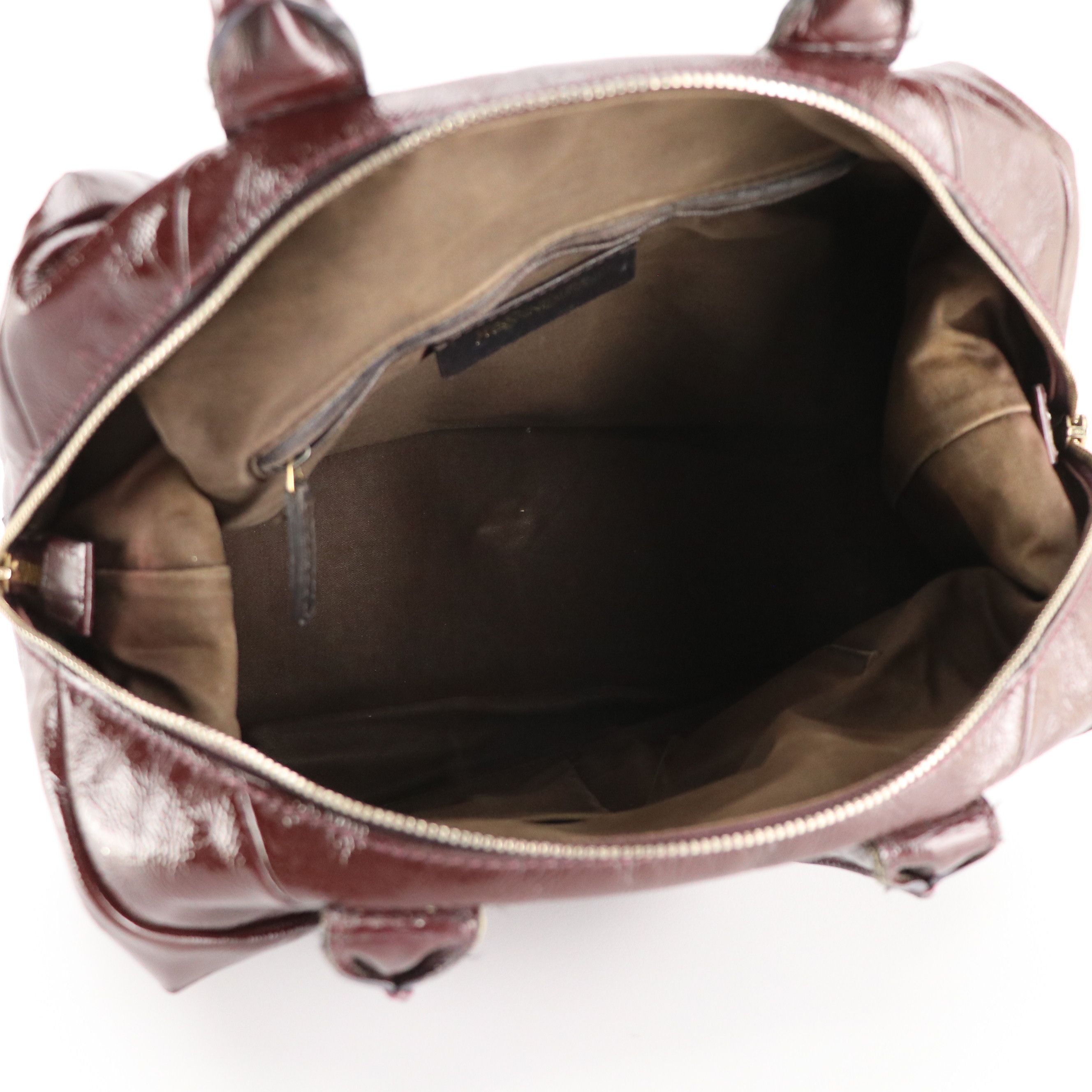 Yves Saint Laurent Easy Y Tote Bag in Burgundy Crinkled Patent Leather