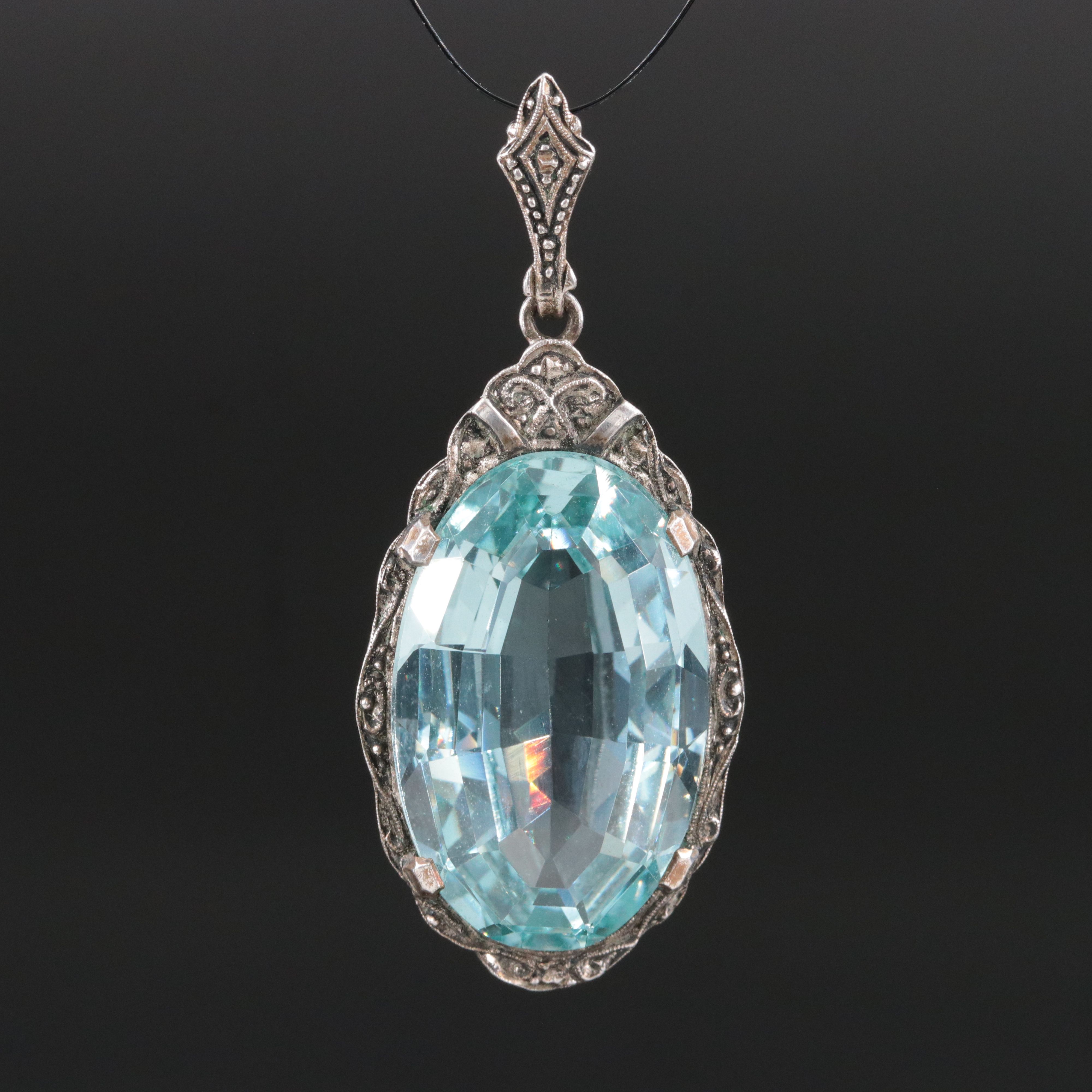 Art Deco 835 Silver Spinel Pendant
