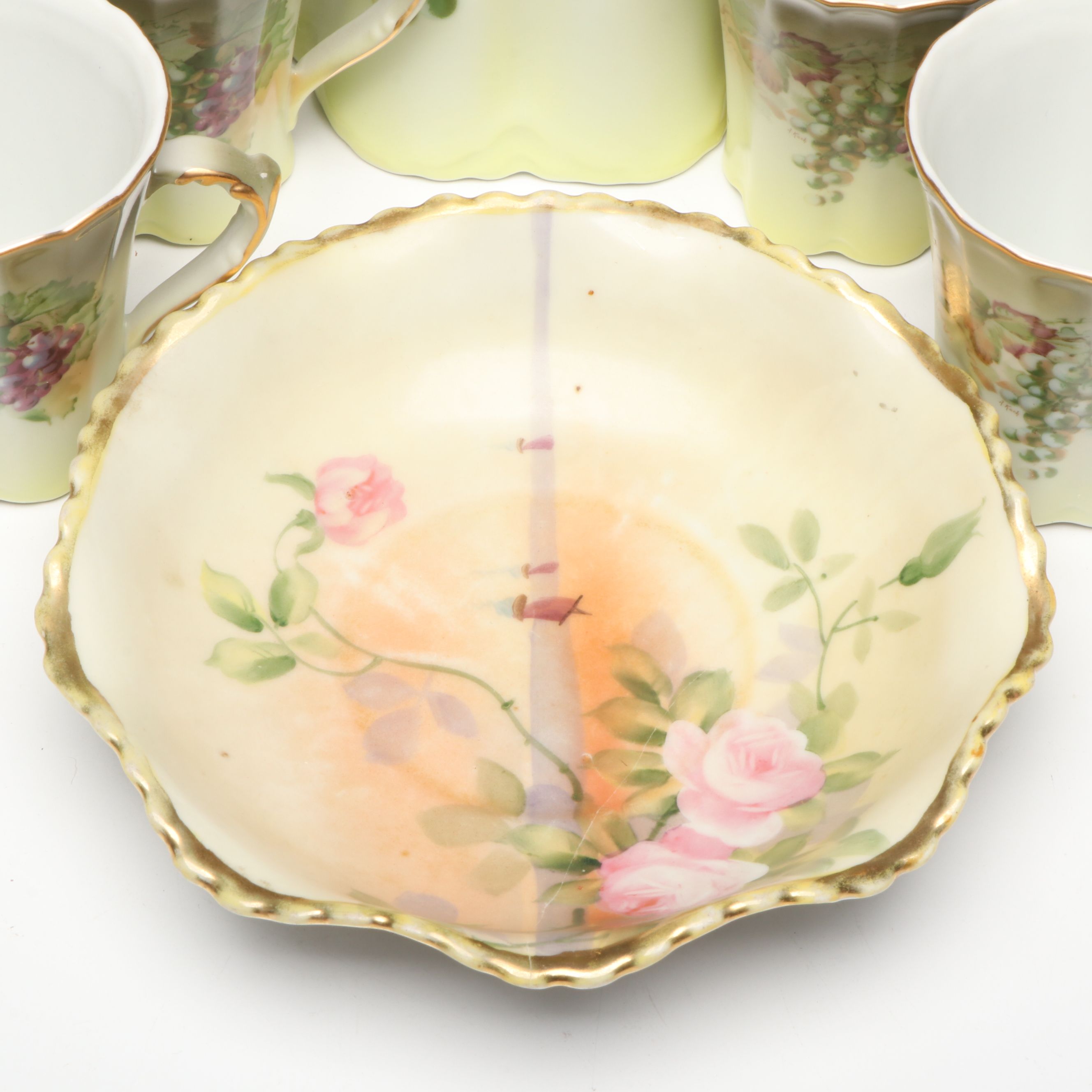 Bavarian Porcelain Chocolate Set and Japanese Bowl, Late 19th/Early 20th C.