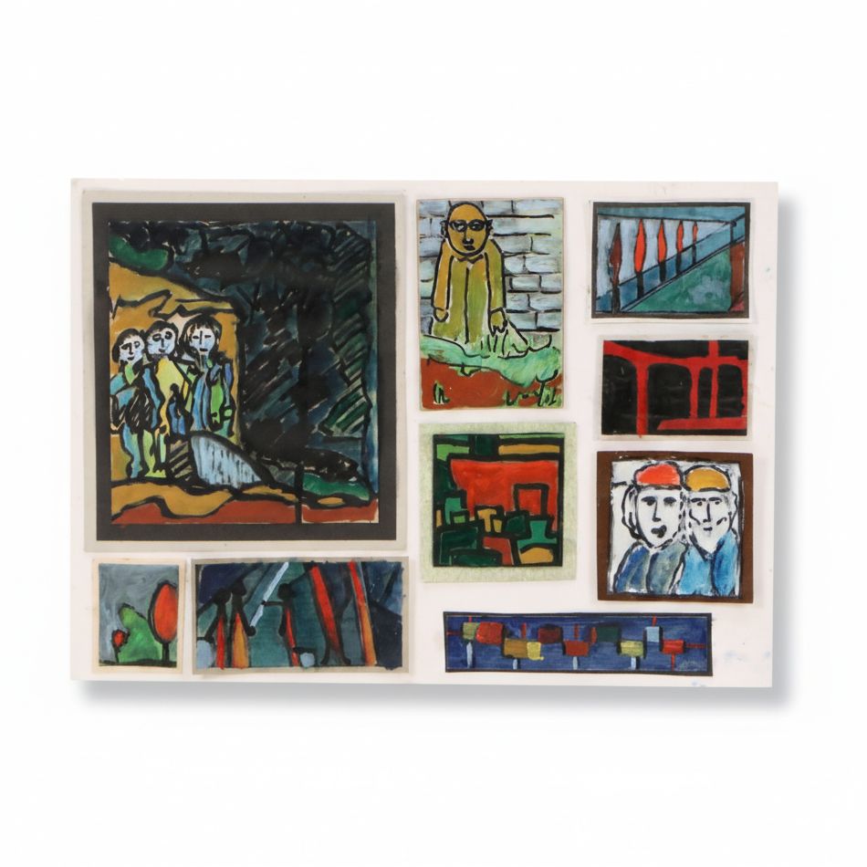 Modernist Style Figurative Mixed Media Painting Assemblage, 21st Century