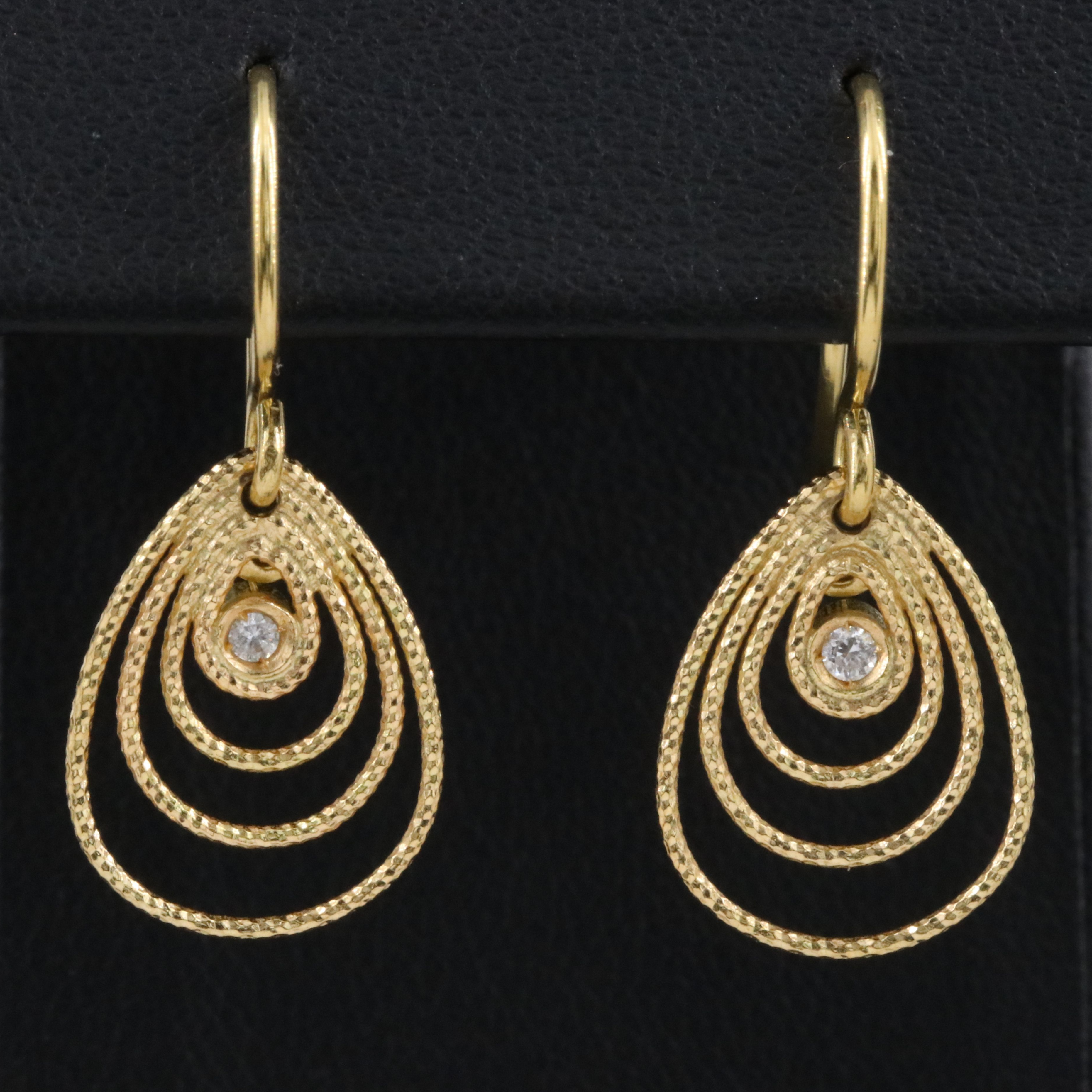 Roberto Coin 18K Textured Teardrop Earrings with Diamond Accents