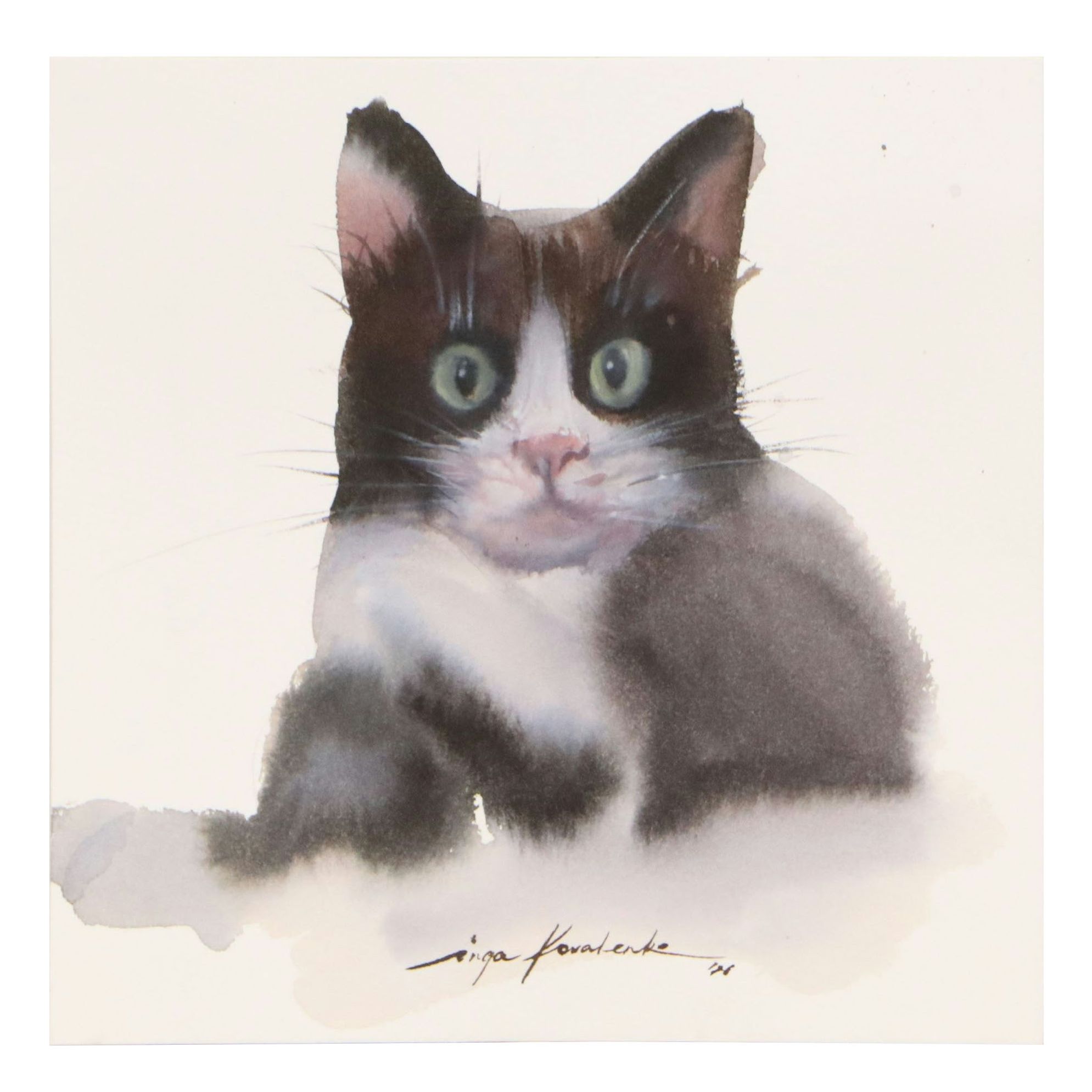 Inga Kovalenko Watercolor Painting of Cat, 2026