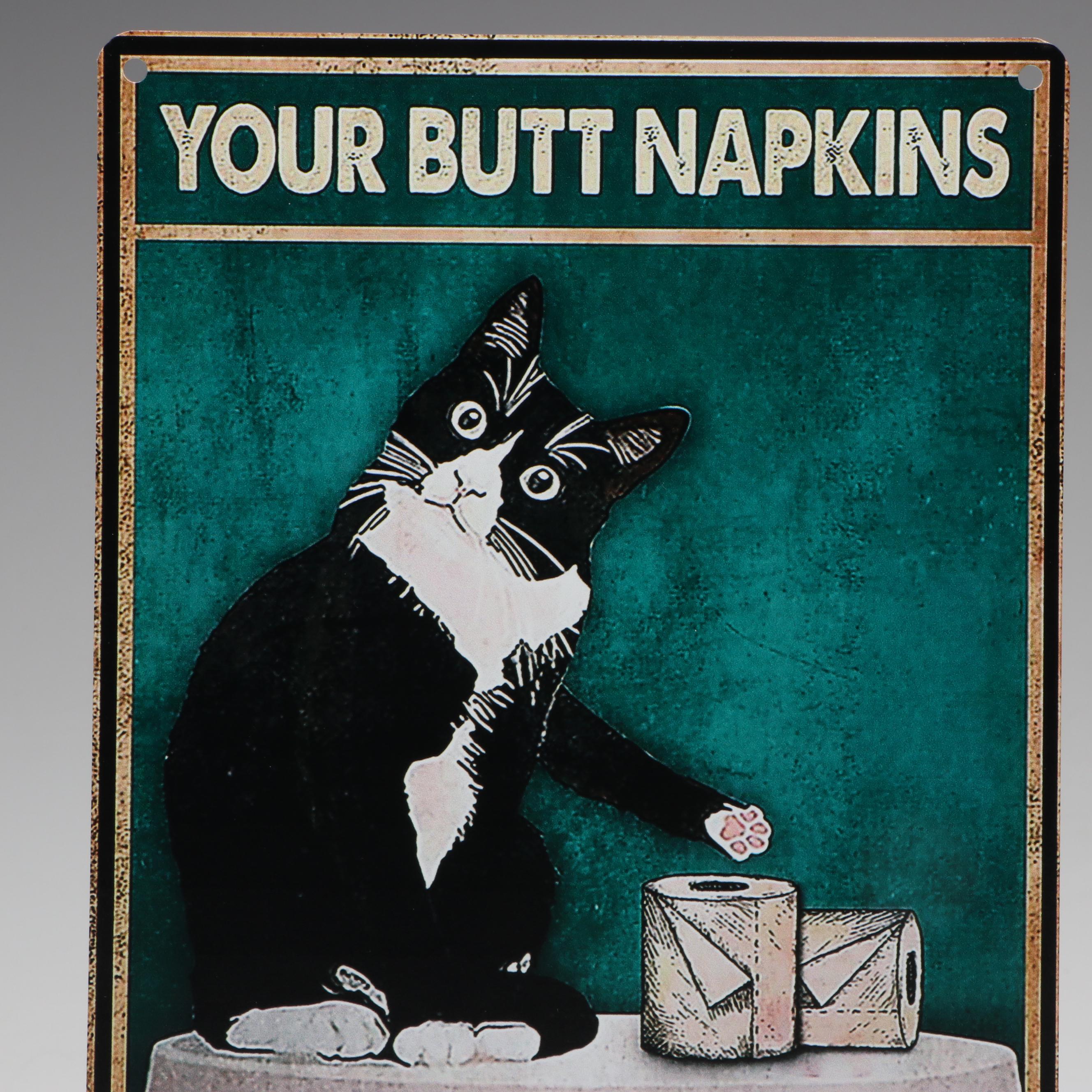 Giclée of Cheeky Black Cat "Your Butt Napkins, My Lady"