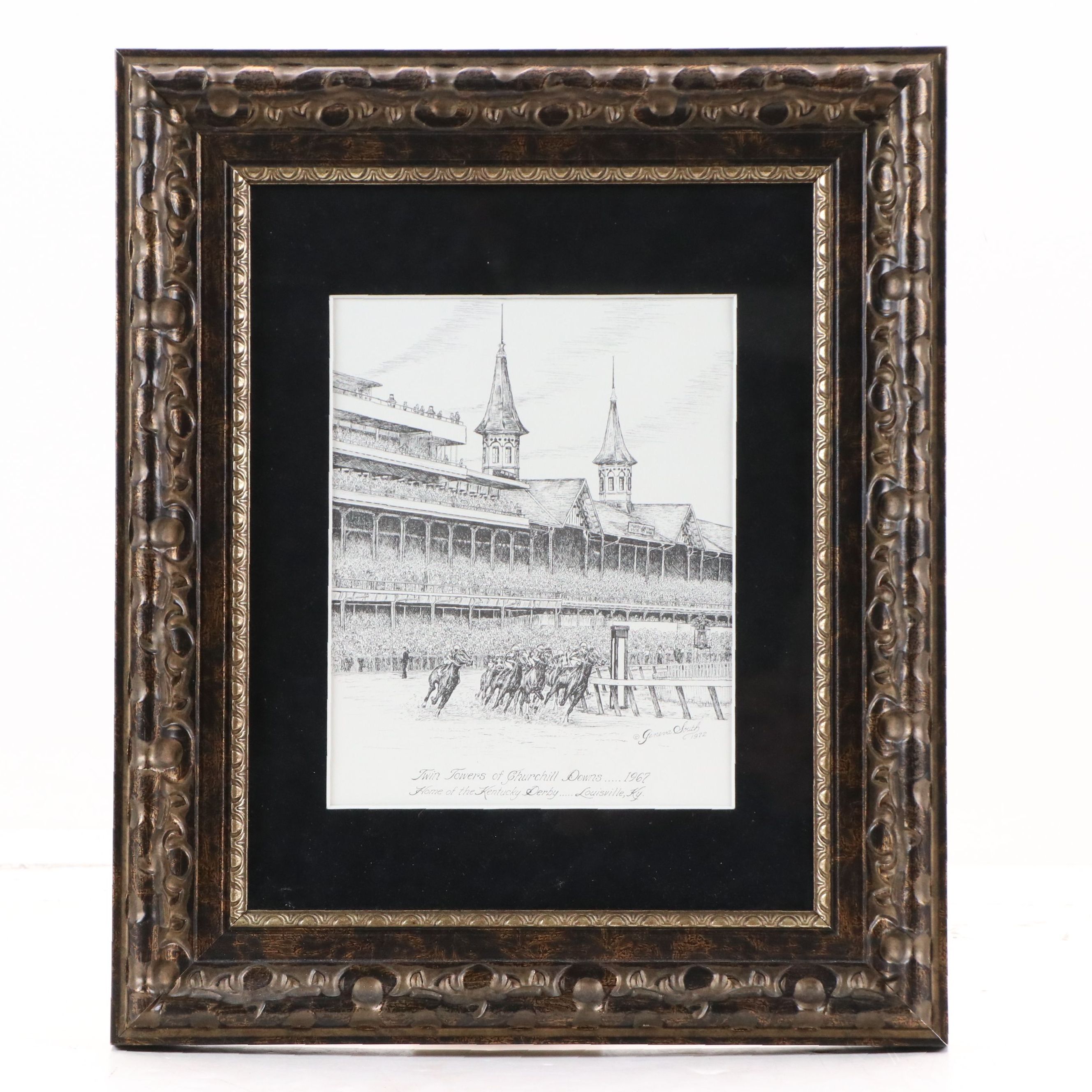 Geneva South Lithograph "Twin Towers of Churchill Downs," 1967