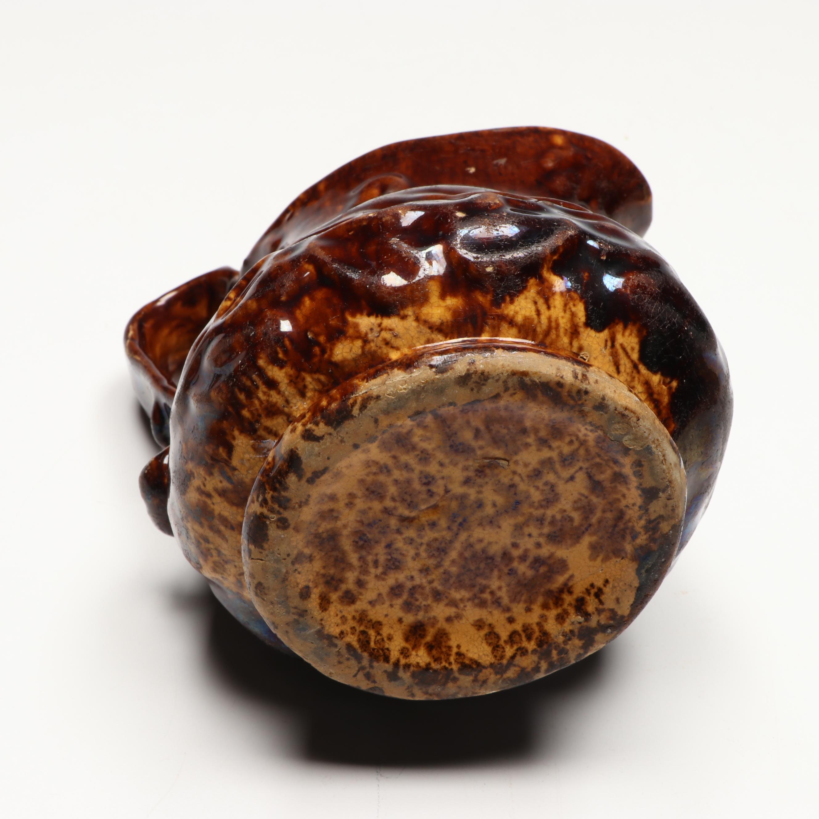 Floral Pitcher with Rockingham Style Brown Glaze Pitcher