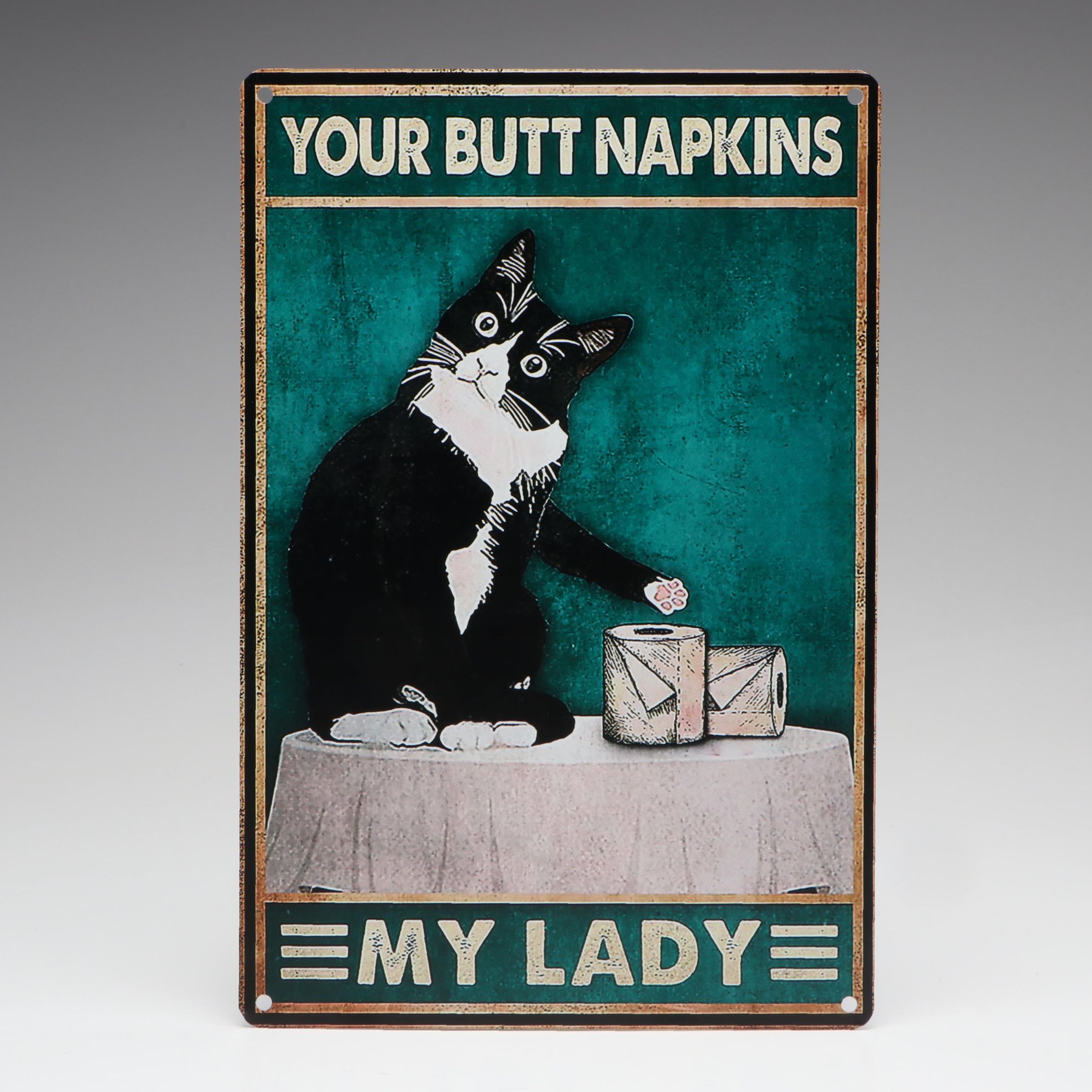 Giclée of Cheeky Black Cat "Your Butt Napkins, My Lady"