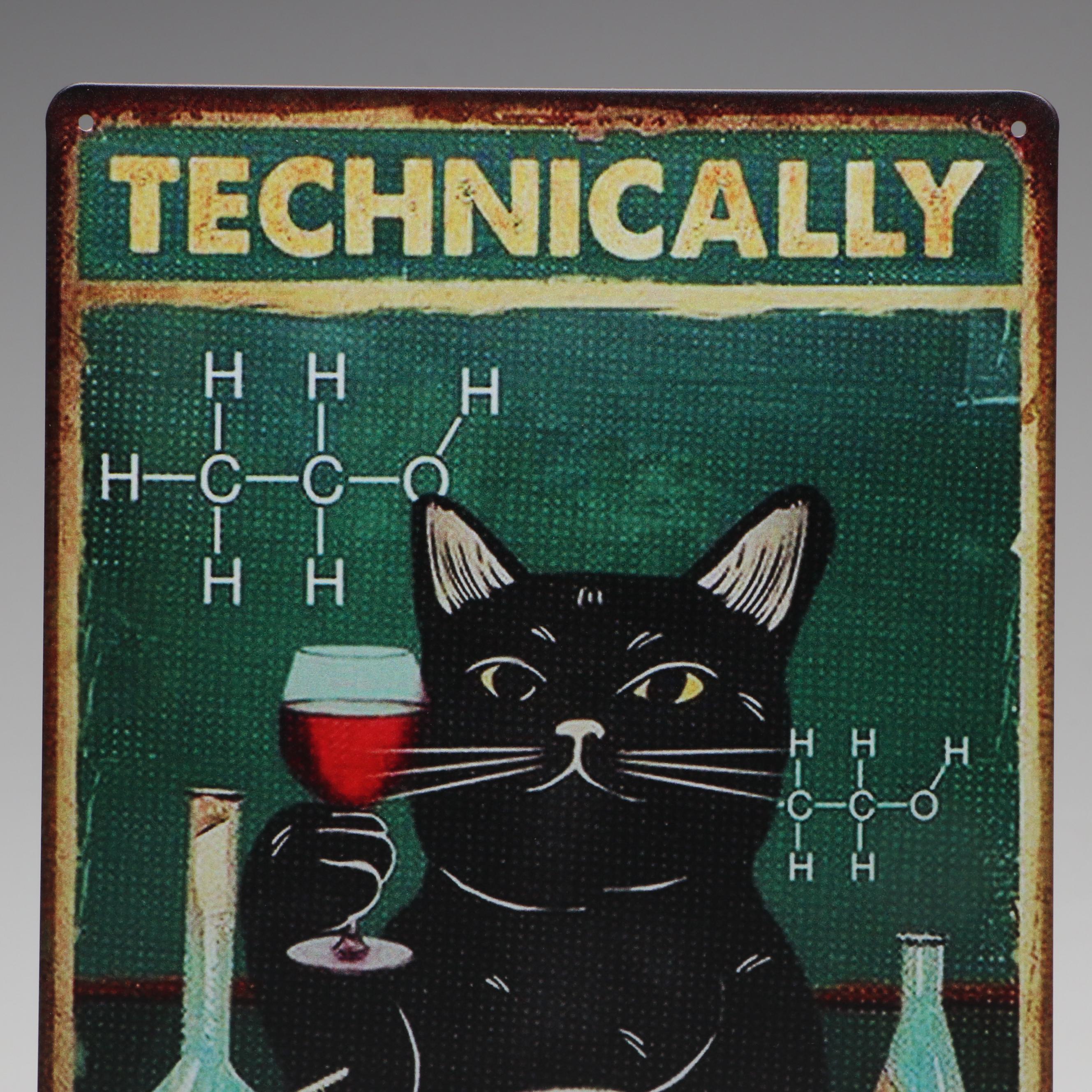 Giclée of Cheeky Black Cat "Technically, Alcohol Is a Solution"