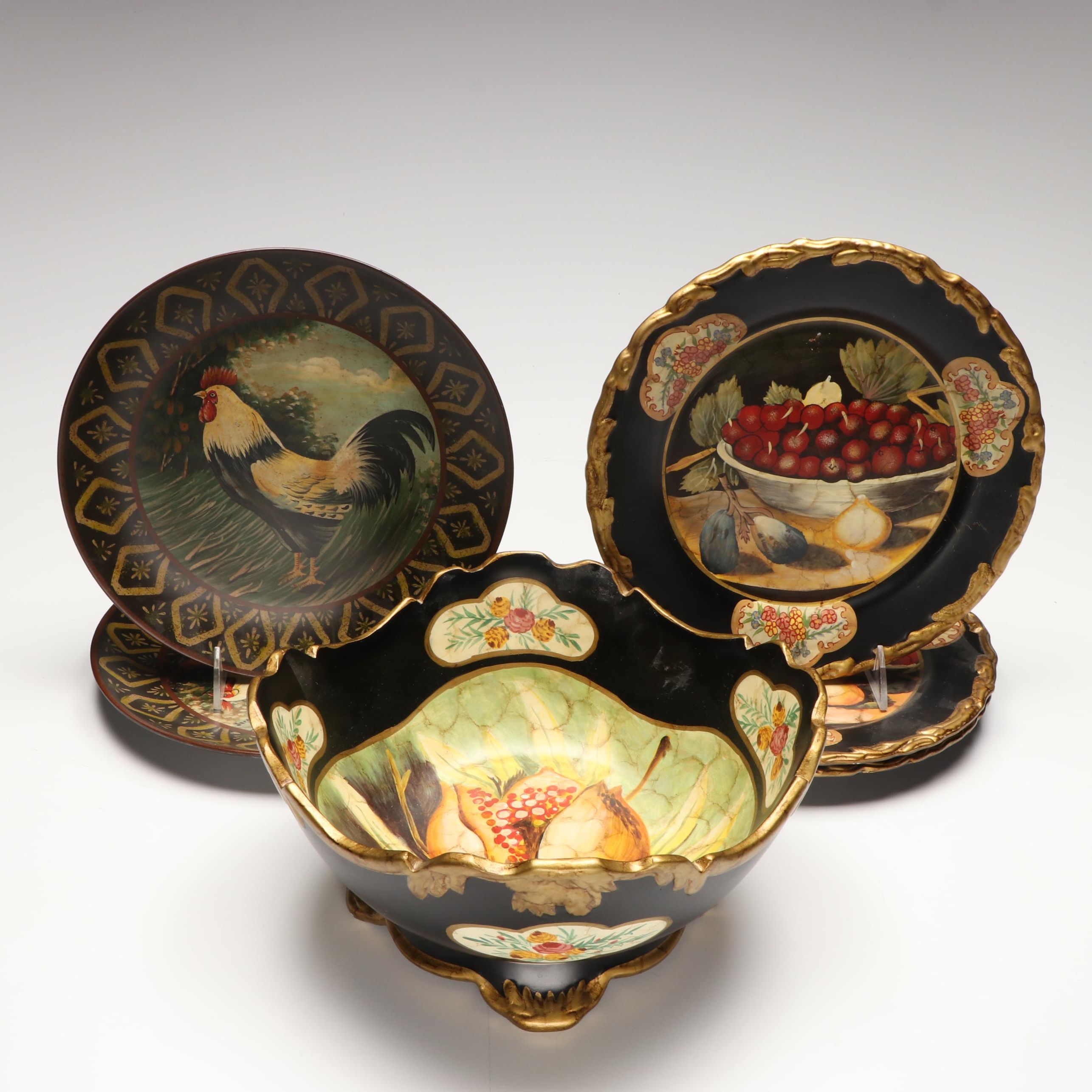 Raymond Waites Ceramic Decorative Footed Bowl and Plates