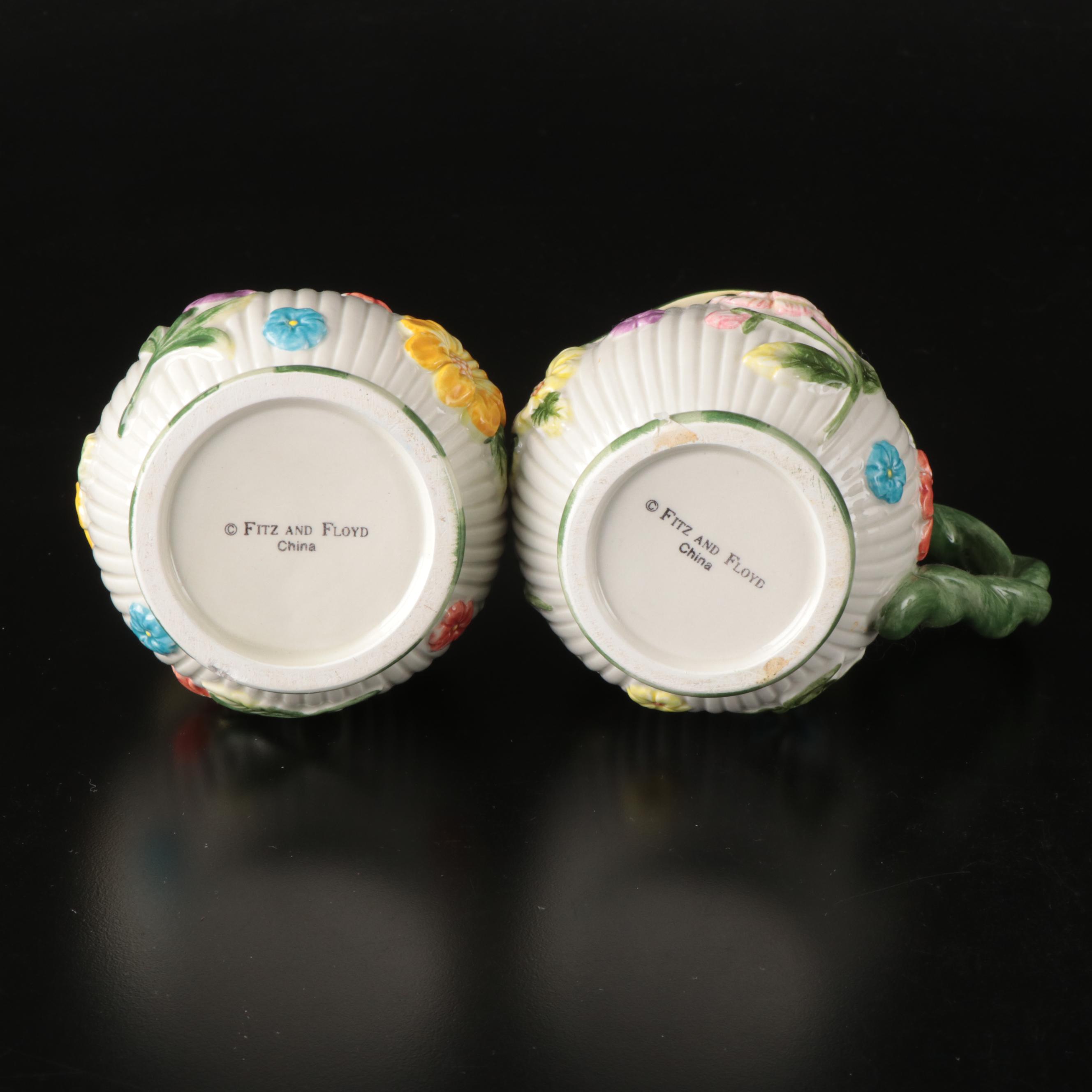 Fitz & Floyd "Fleur de Provence" Lidded Jars with Creamer and Sugar, Pitcher