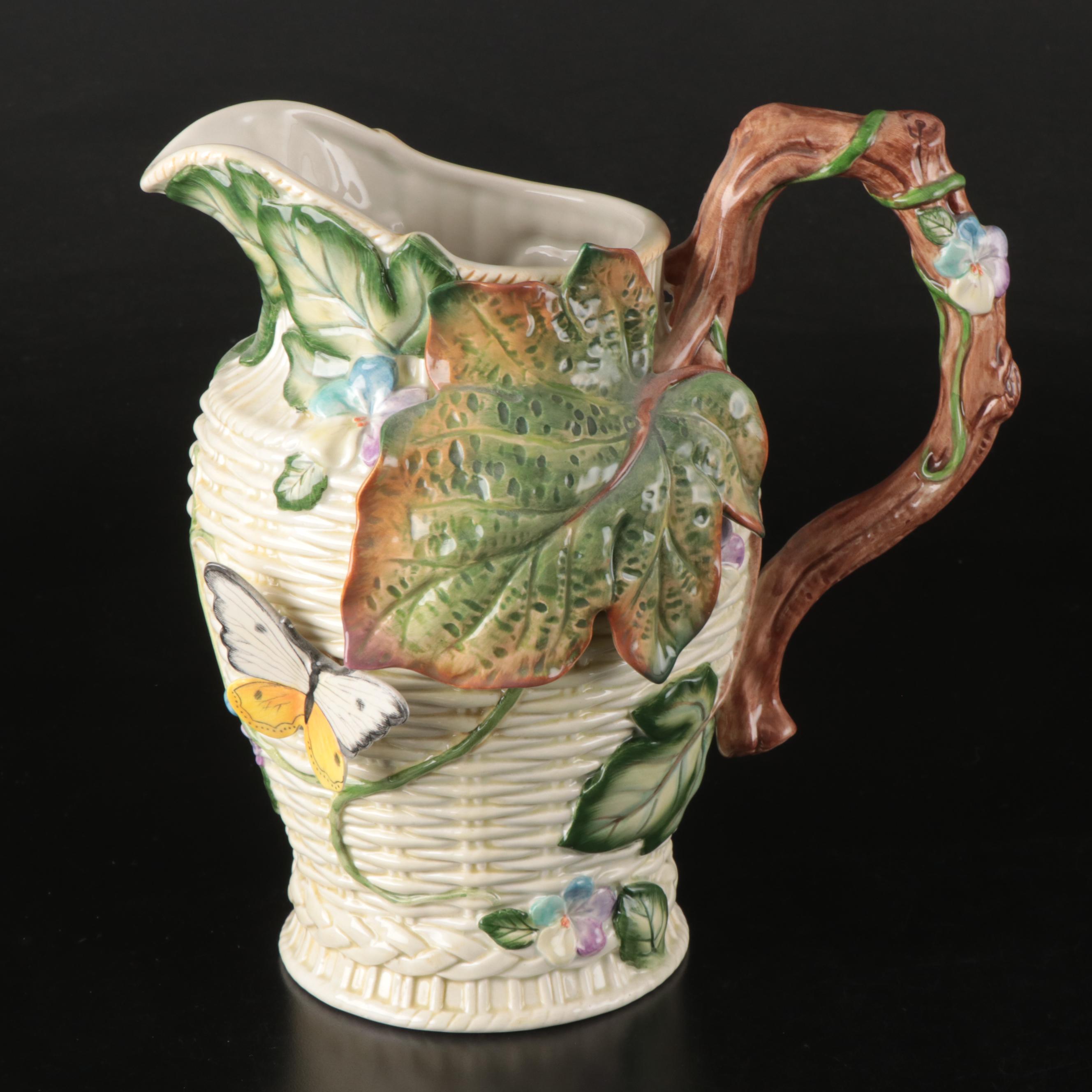 Fitz & Floyd "Fleur de Provence" Lidded Jars with Creamer and Sugar, Pitcher