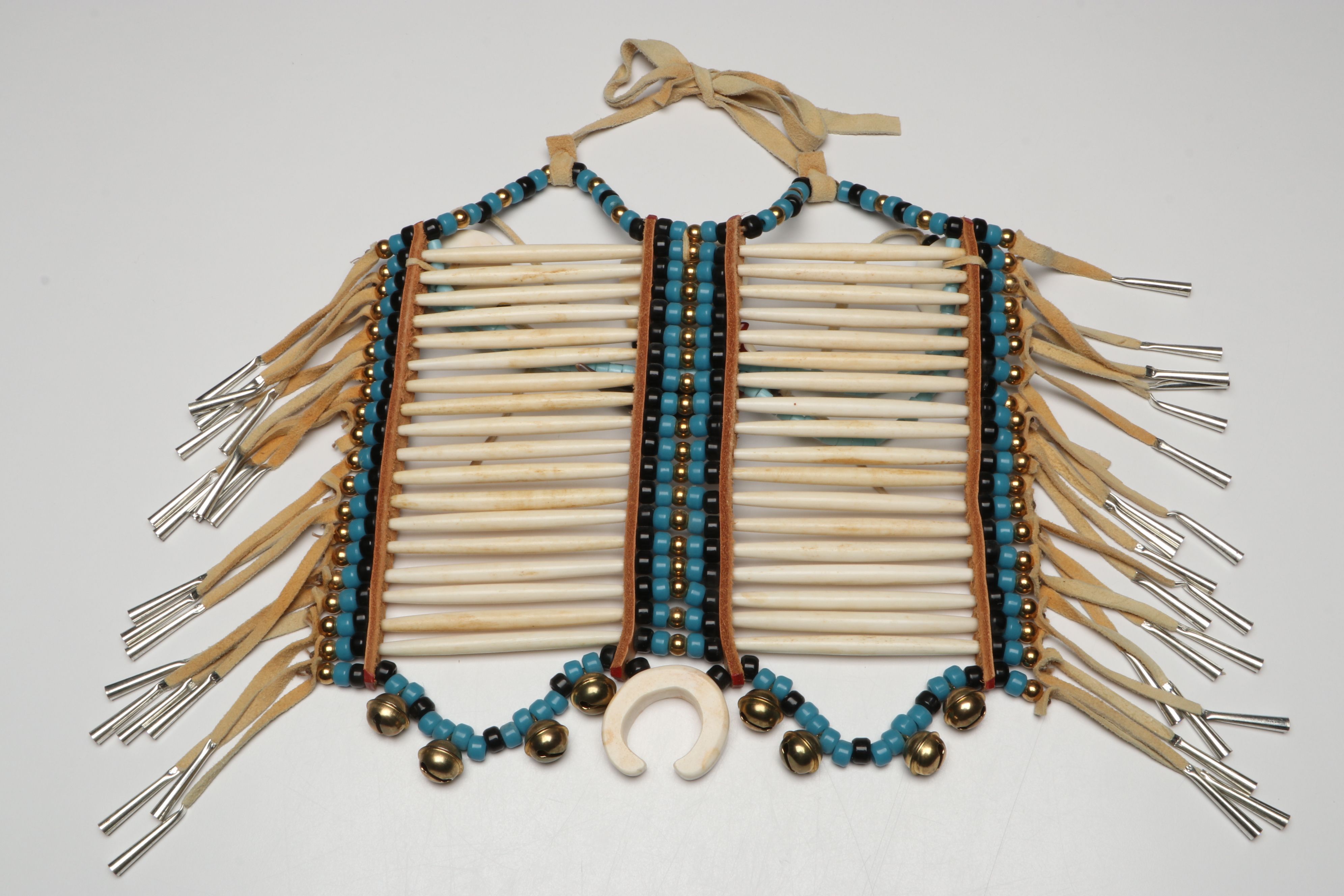 Native American Plains Style Hairpipe Breastplate with Metal Jingles