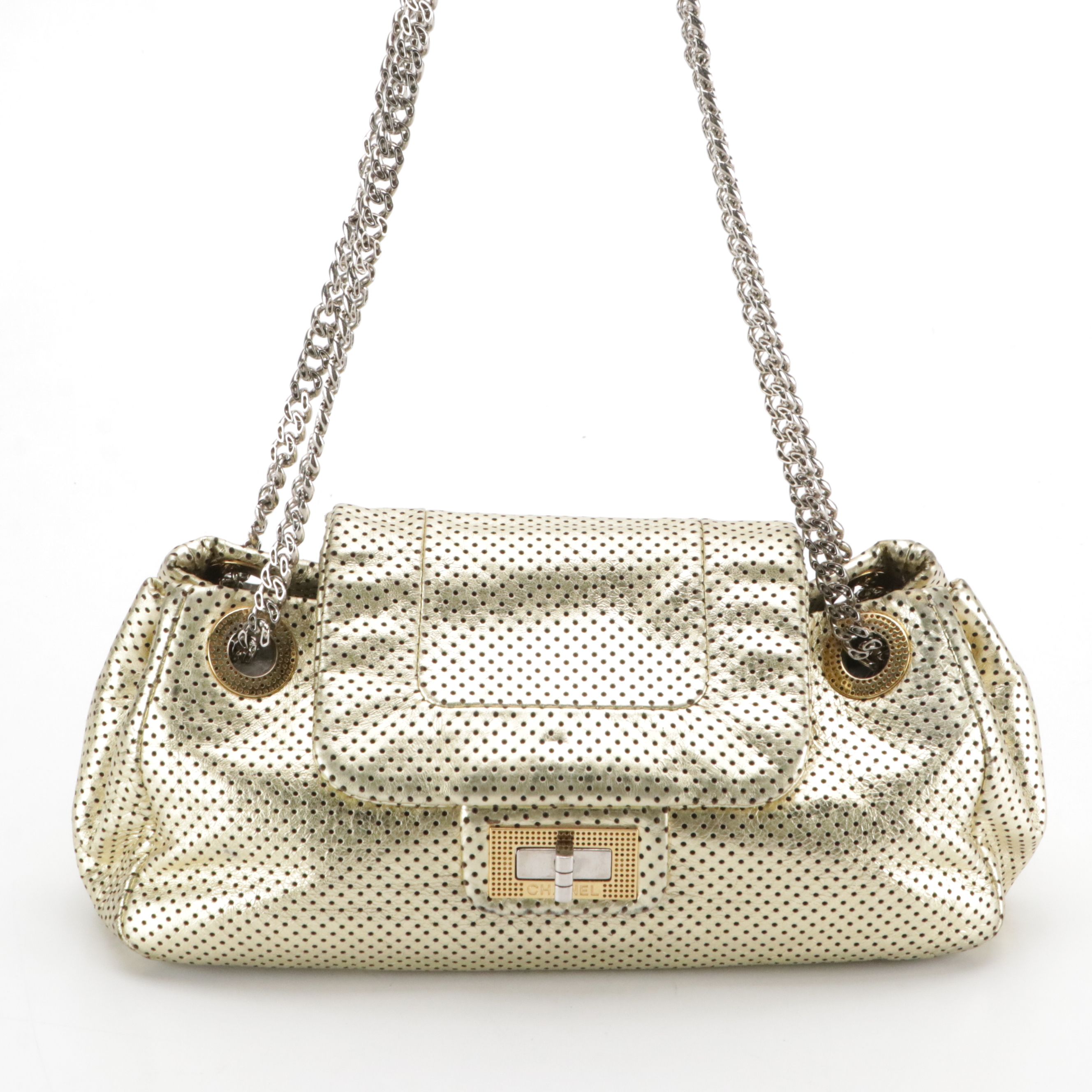 Chanel 2.55 Reissue Bijoux Chain Bag in Metallic Gold Perforated Leather