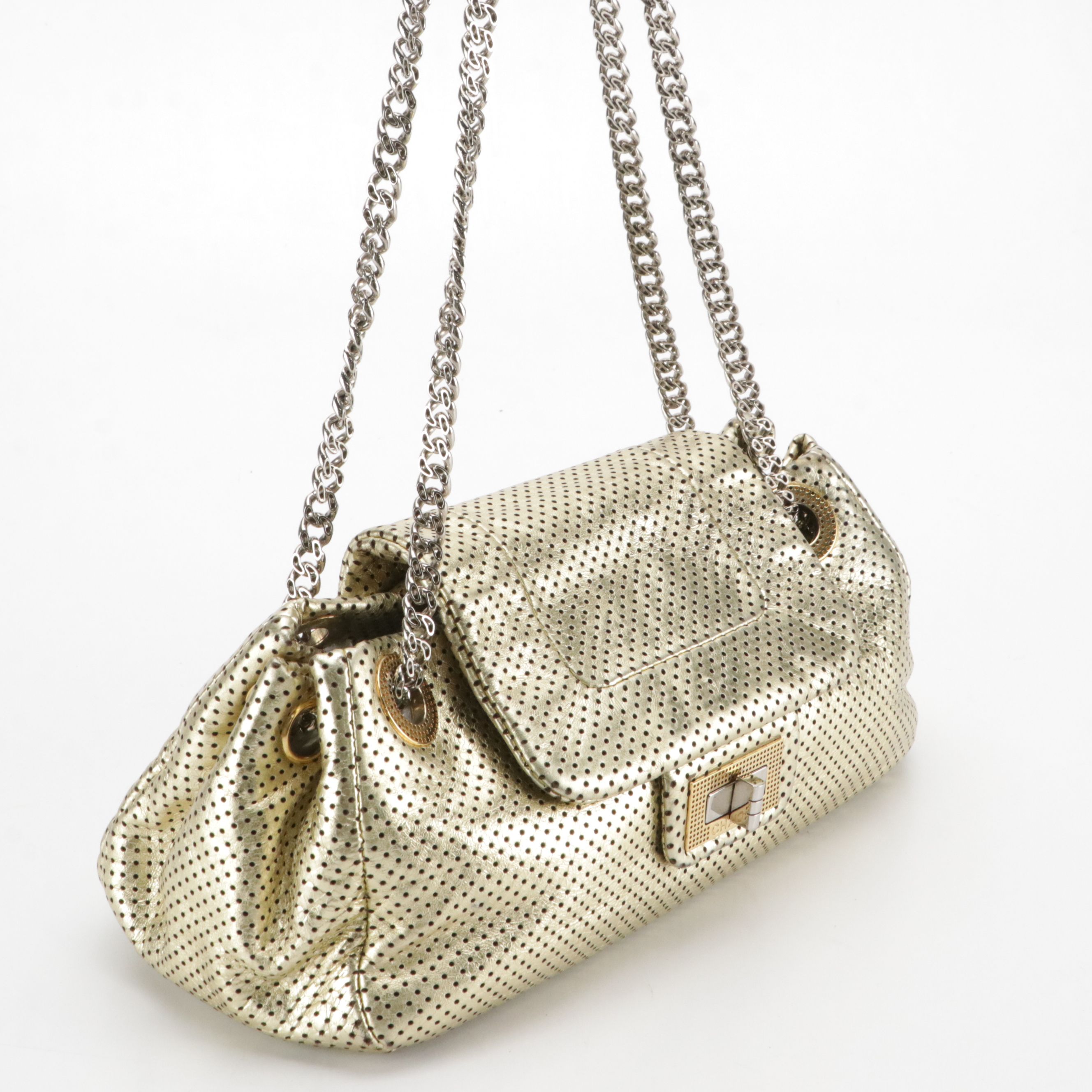 Chanel 2.55 Reissue Bijoux Chain Bag in Metallic Gold Perforated Leather