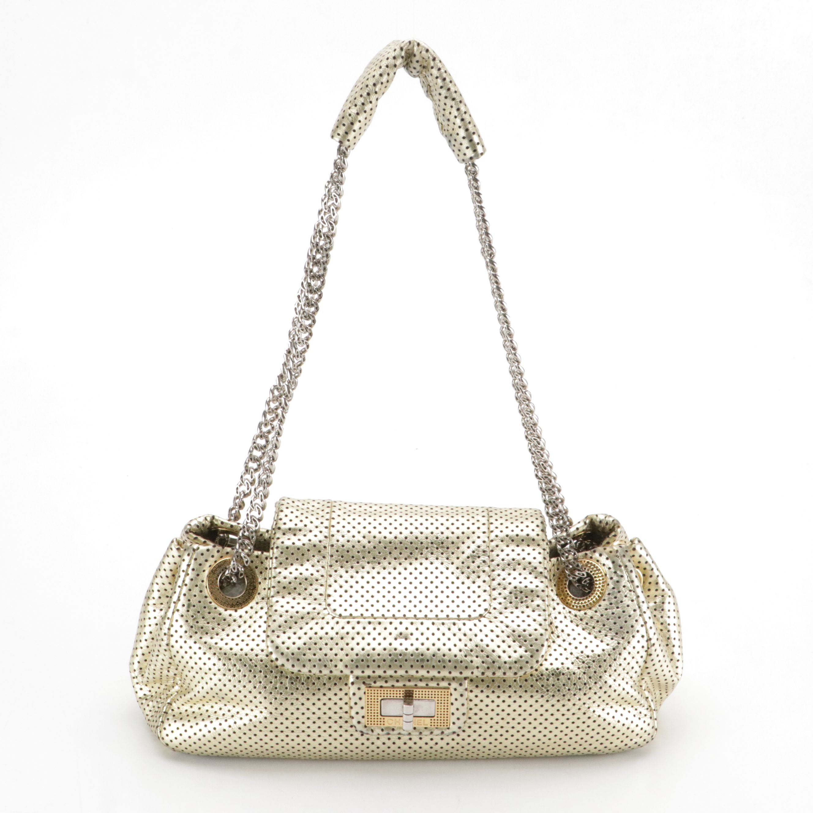 Chanel 2.55 Reissue Bijoux Chain Bag in Metallic Gold Perforated Leather