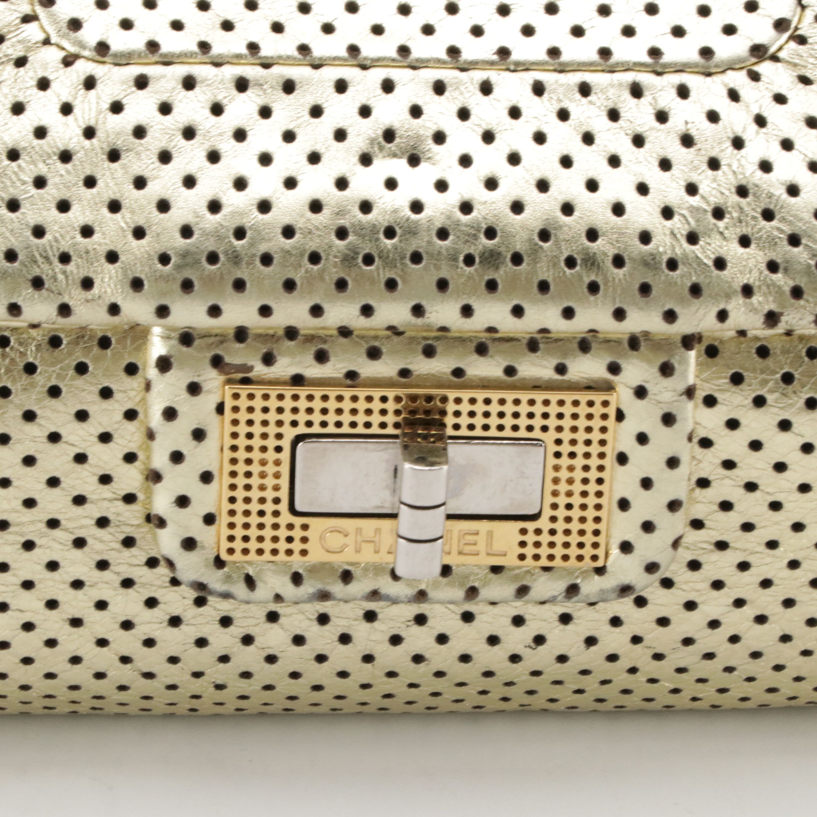 Chanel 2.55 Reissue Bijoux Chain Bag in Metallic Gold Perforated Leather