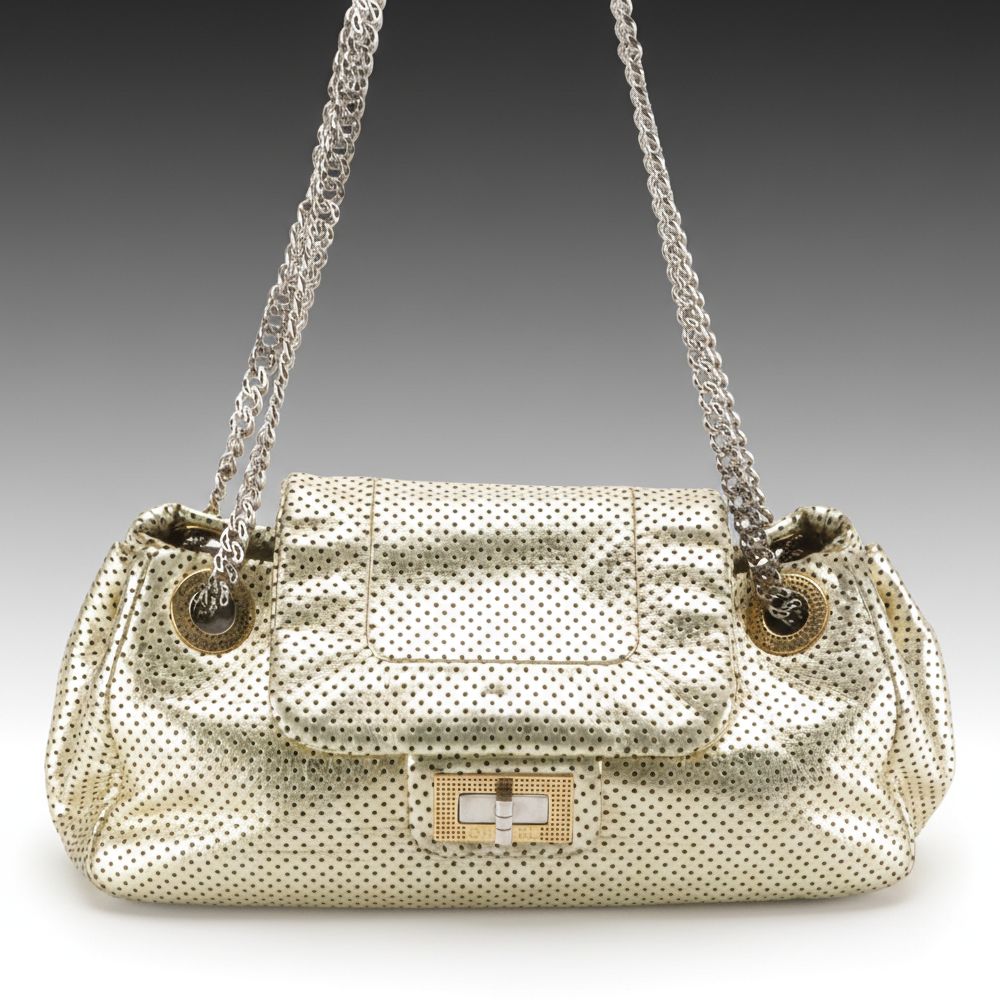 Chanel 2.55 Reissue Bijoux Chain Bag in Metallic Gold Perforated Leather
