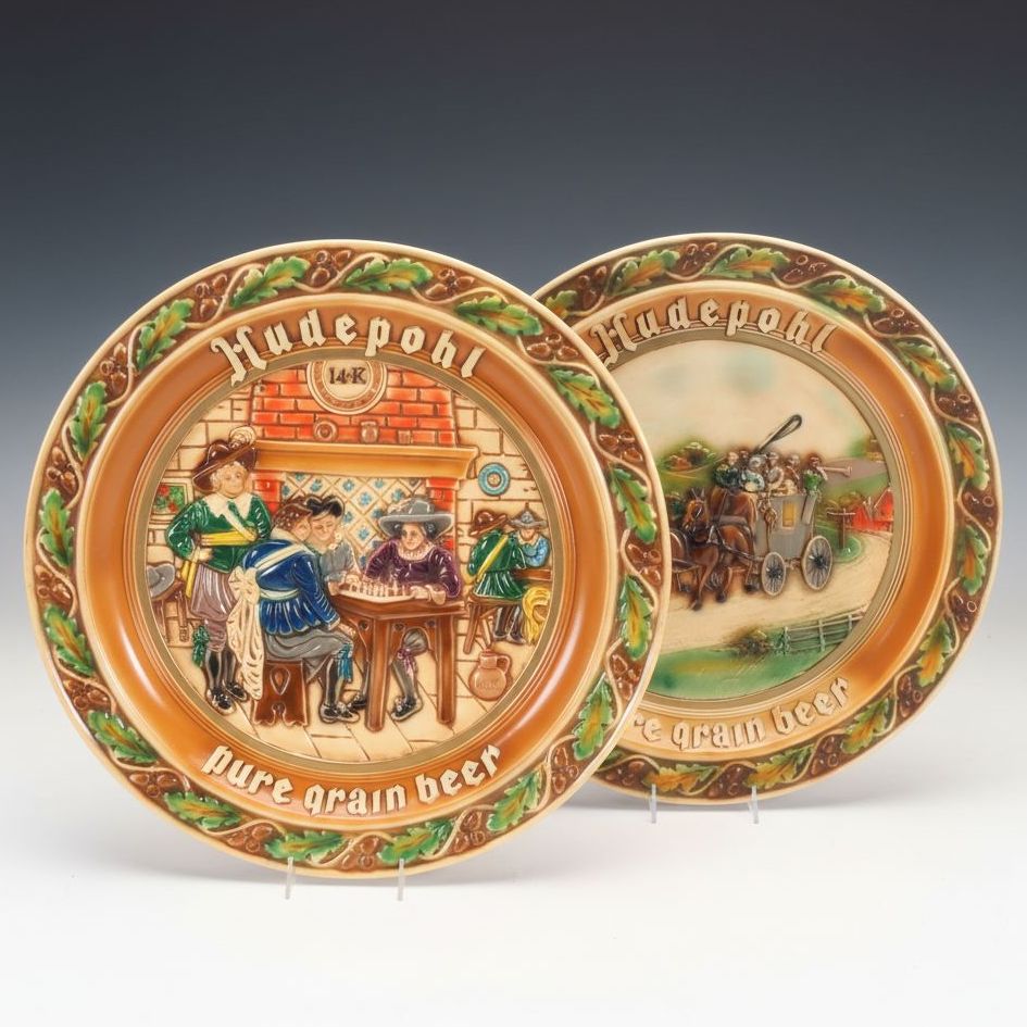 Hudepohl "Pure Grain Beer" Chalkware Wall Hanging, Vintage