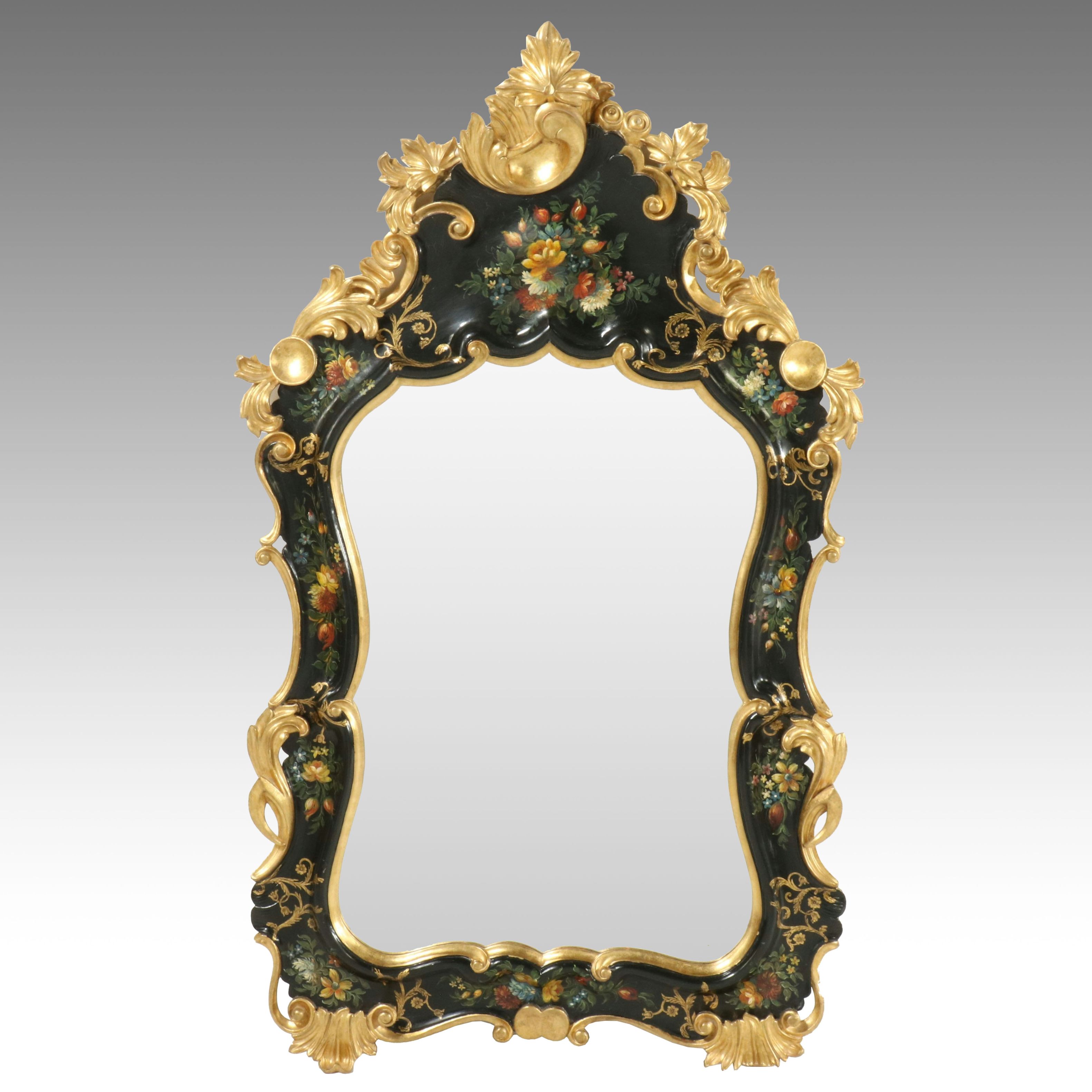 Chinoiserie Style Ornate Wall Mirror, Late 20th Century