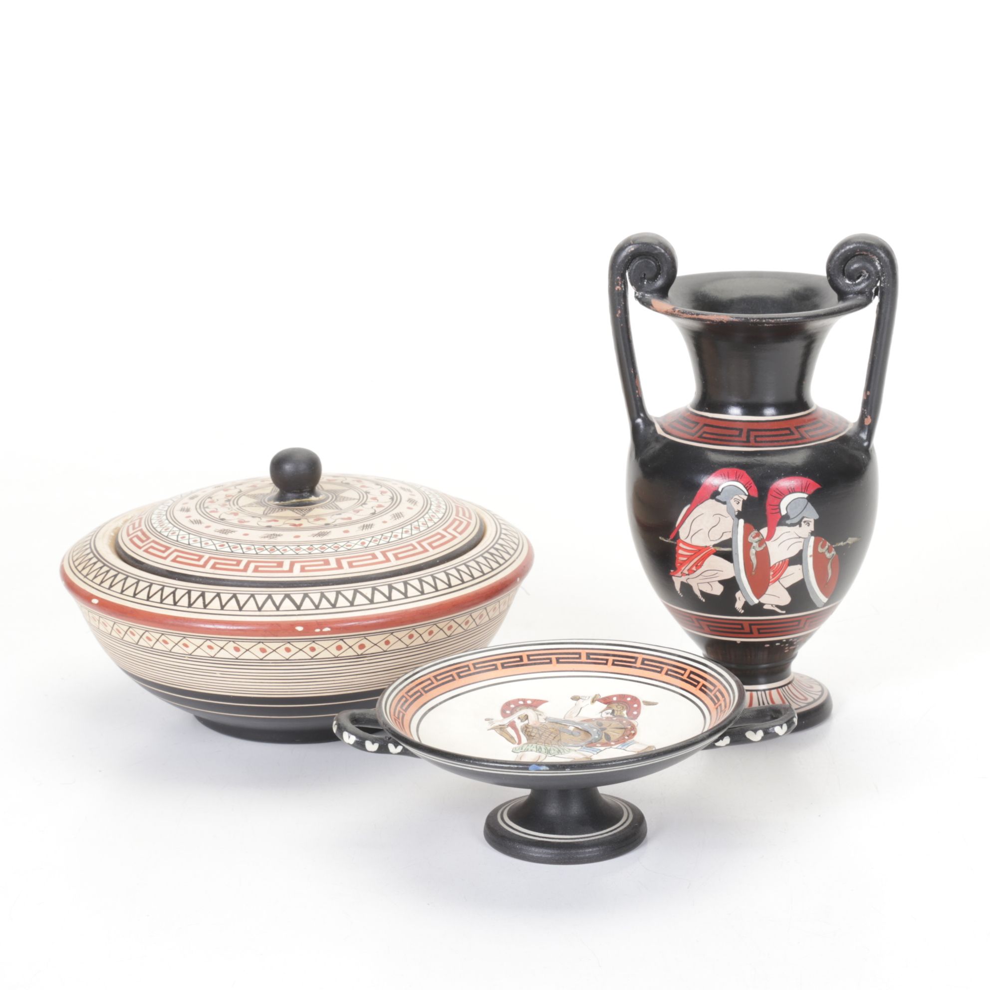 Greek Hellenic "Keramikos" Pyxis, Kylix and Amphora Vase