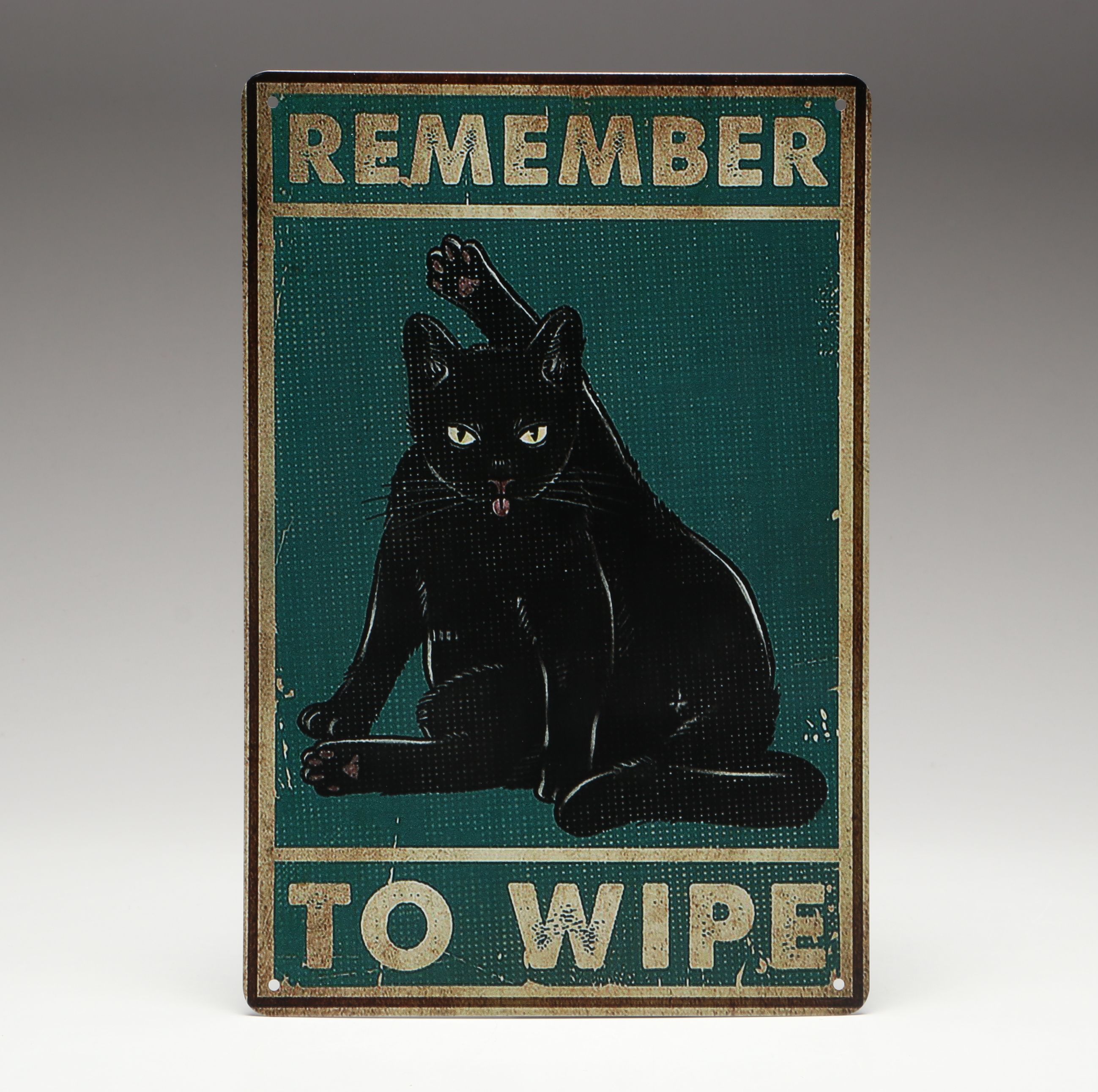 Giclée of Cheeky Black Cat "Remember to Wipe"