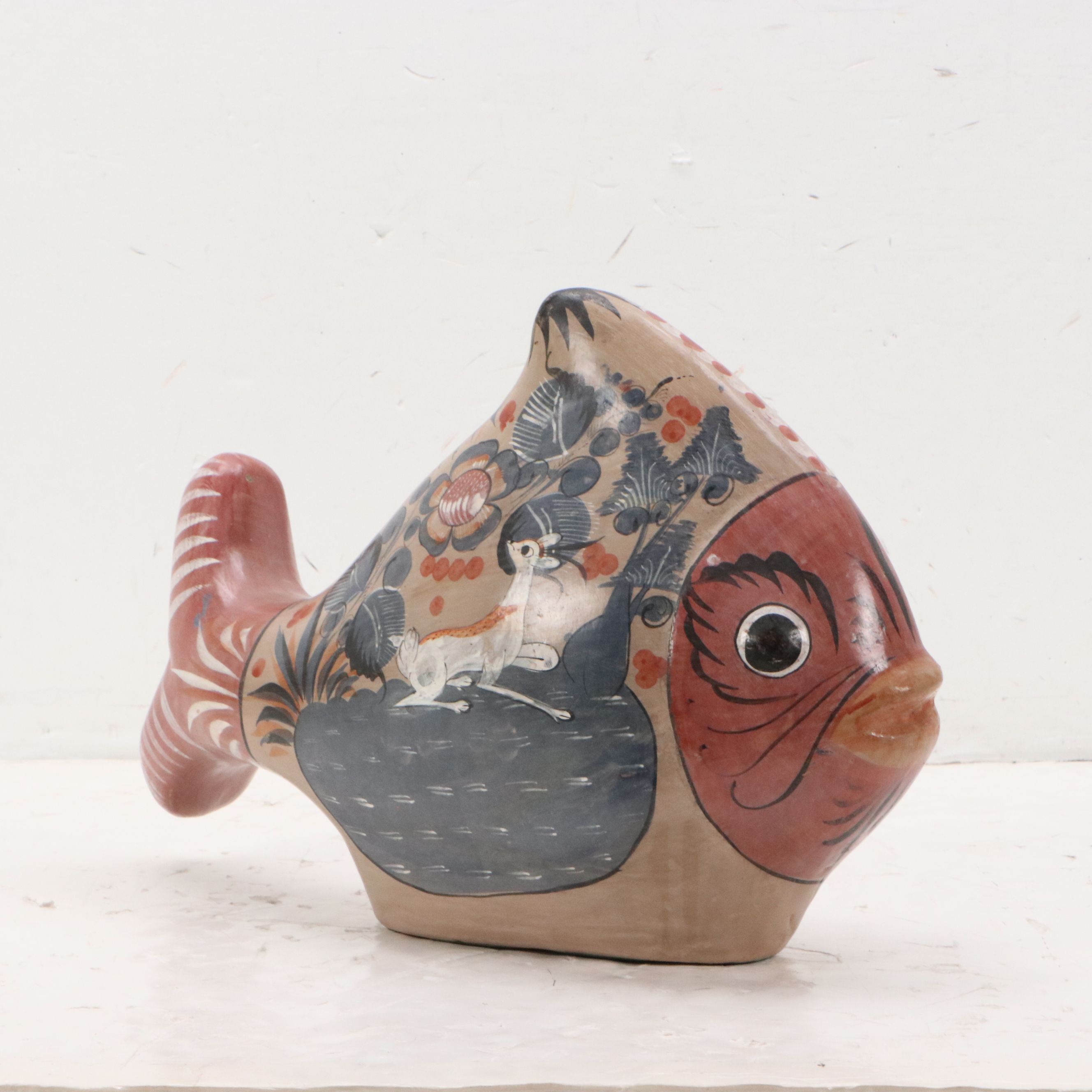 Hand-Painted Tonalá Ceramic Fish, Late 20th Century