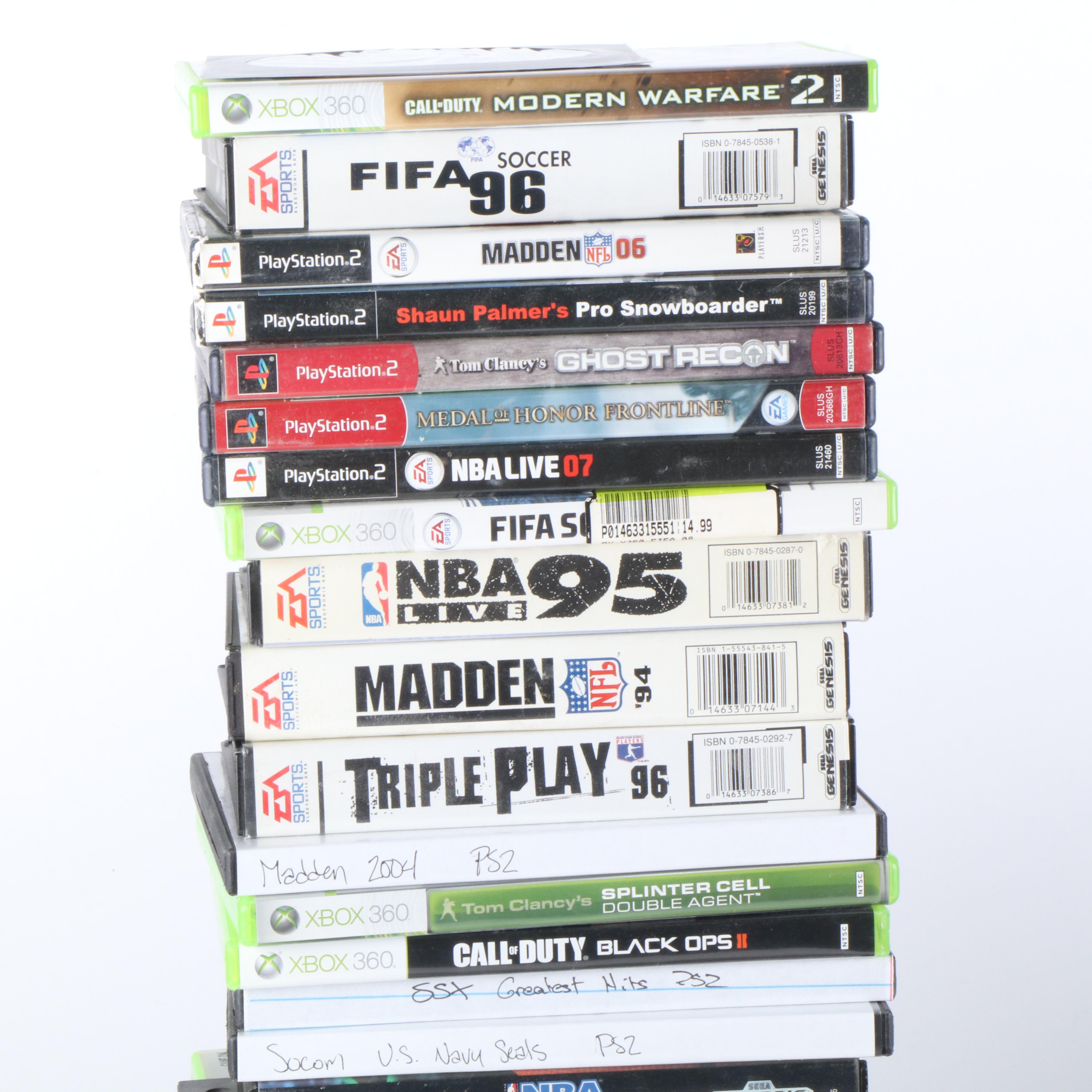 Xbox 360, PlayStation 2, and Game Gear Systems with Video Games and More