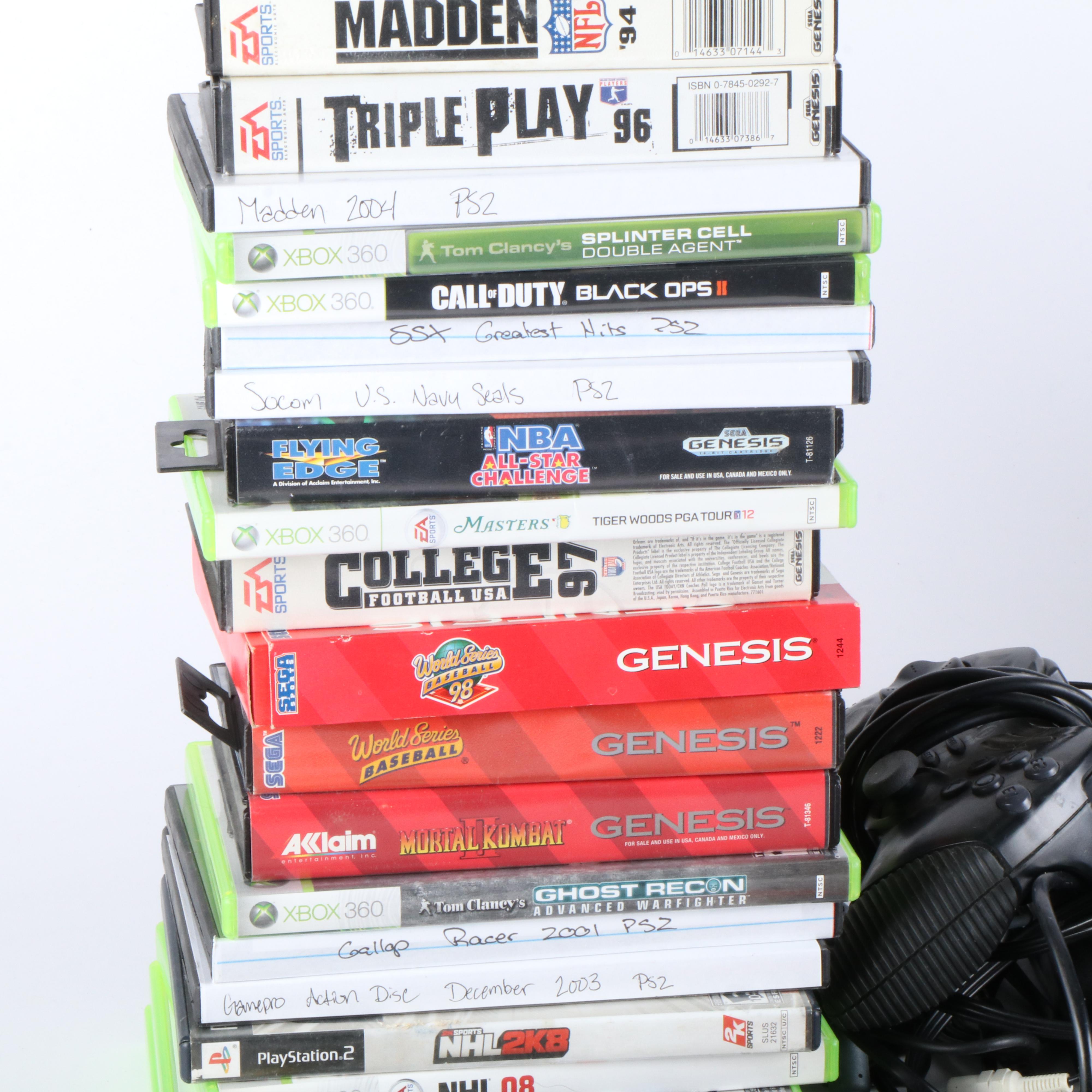 Xbox 360, PlayStation 2, and Game Gear Systems with Video Games and More