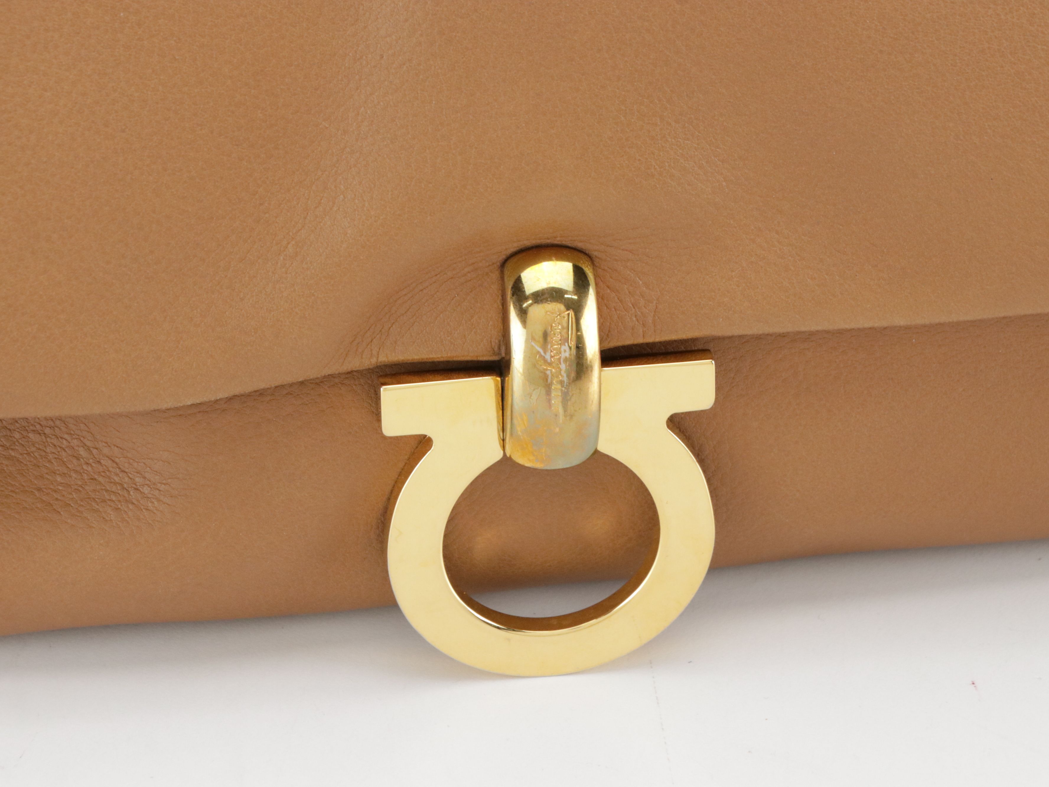 Salvatore Ferragamo Crossbody Bags in Caramel Brown and Textured Leather