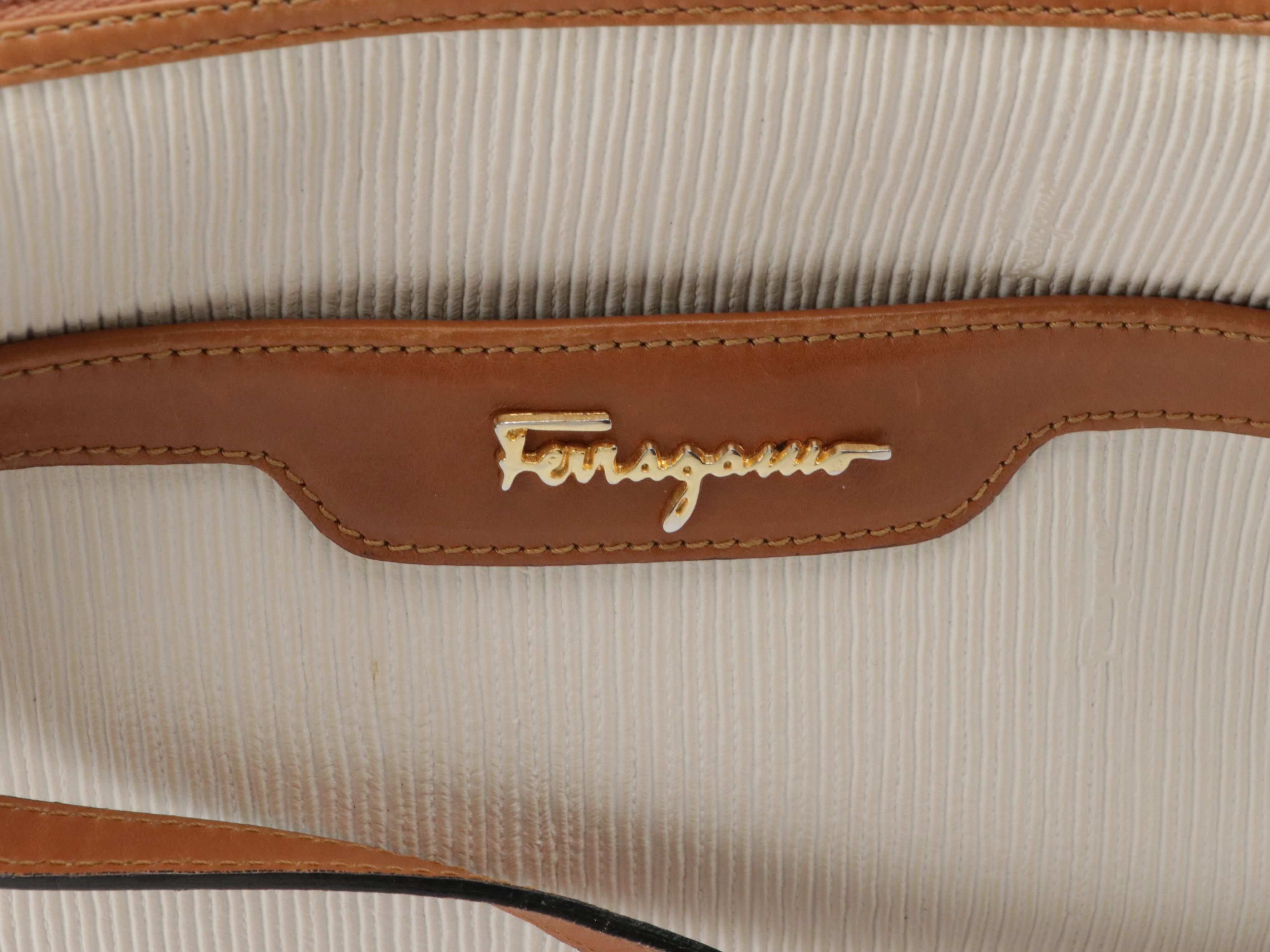 Salvatore Ferragamo Crossbody Bags in Caramel Brown and Textured Leather