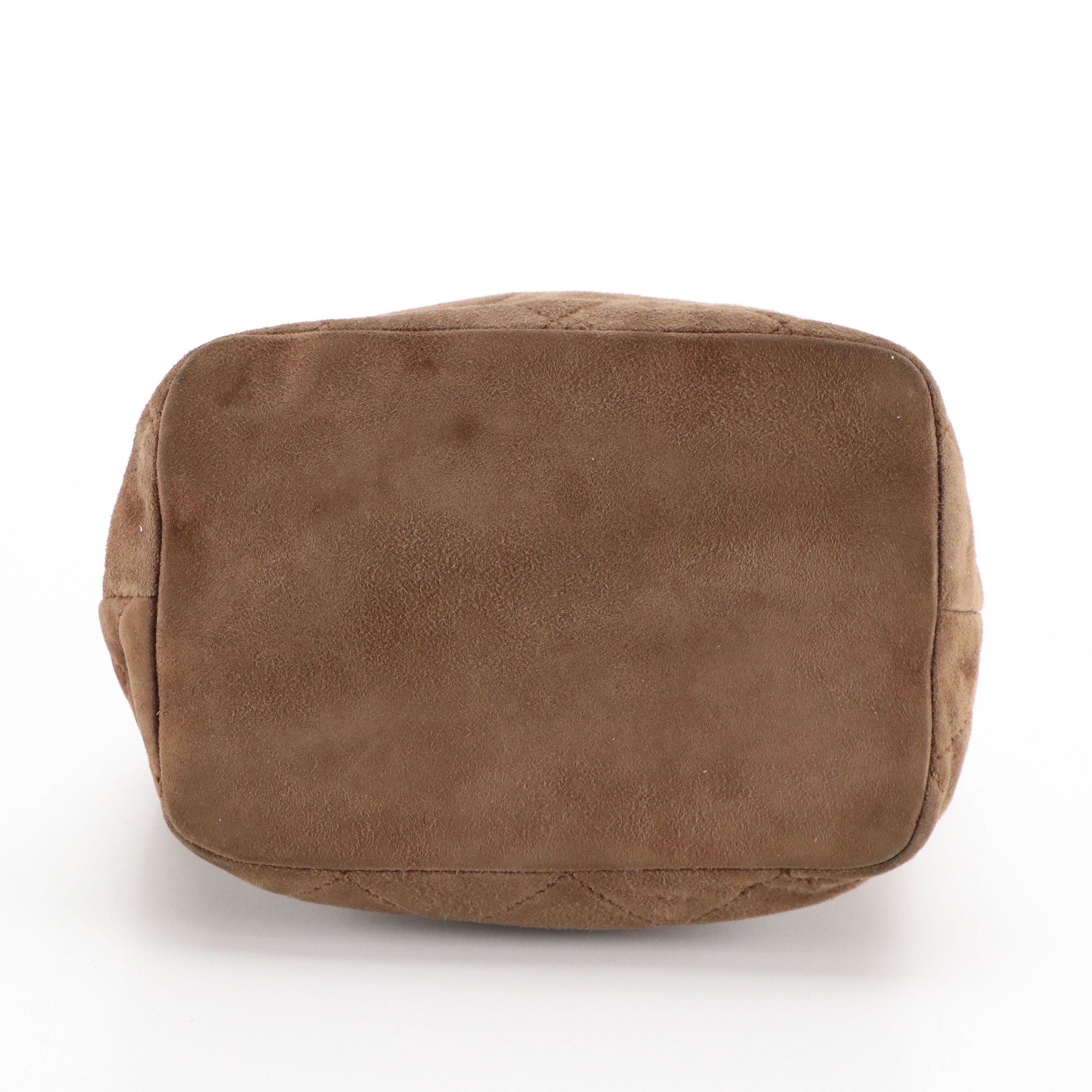 Prada Chain Link Crossbody Bag in Brown Quilted and Smooth Suede