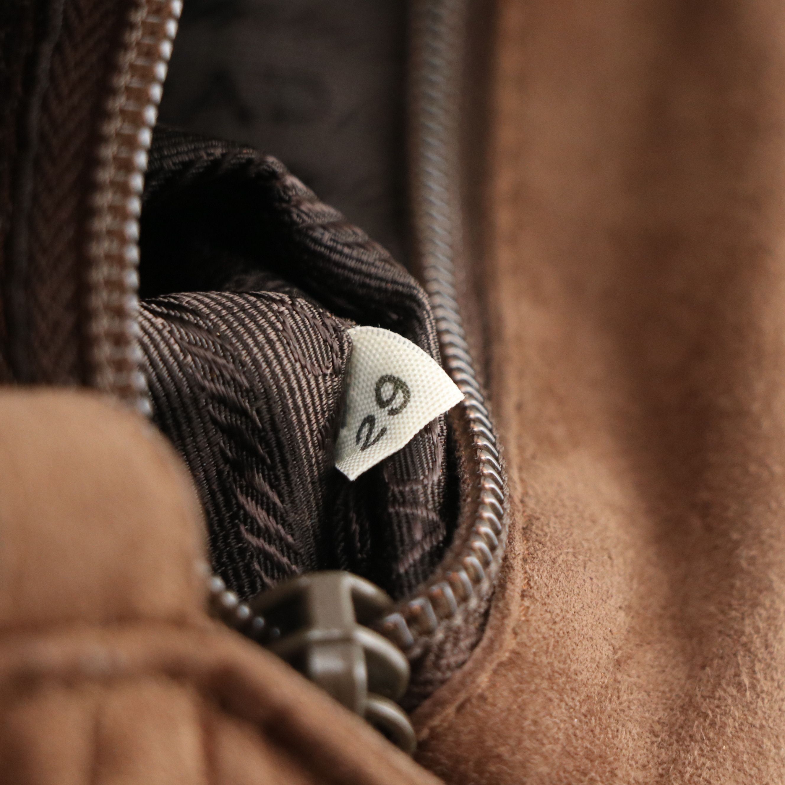 Prada Chain Link Crossbody Bag in Brown Quilted and Smooth Suede