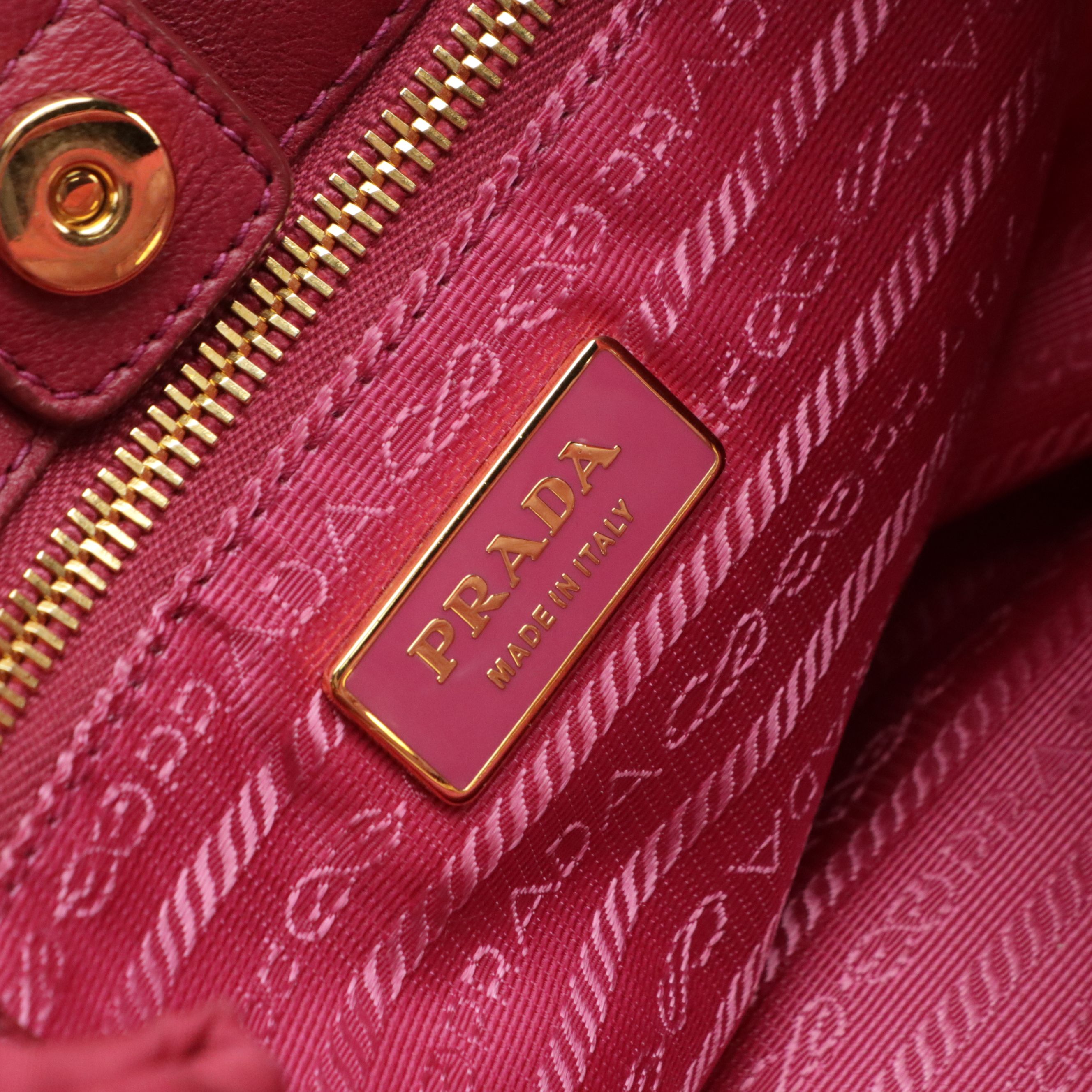 Prada Fiocco Bow Top Handle Tote in Hot Pink Tessuto Nylon and Lambskin Leather