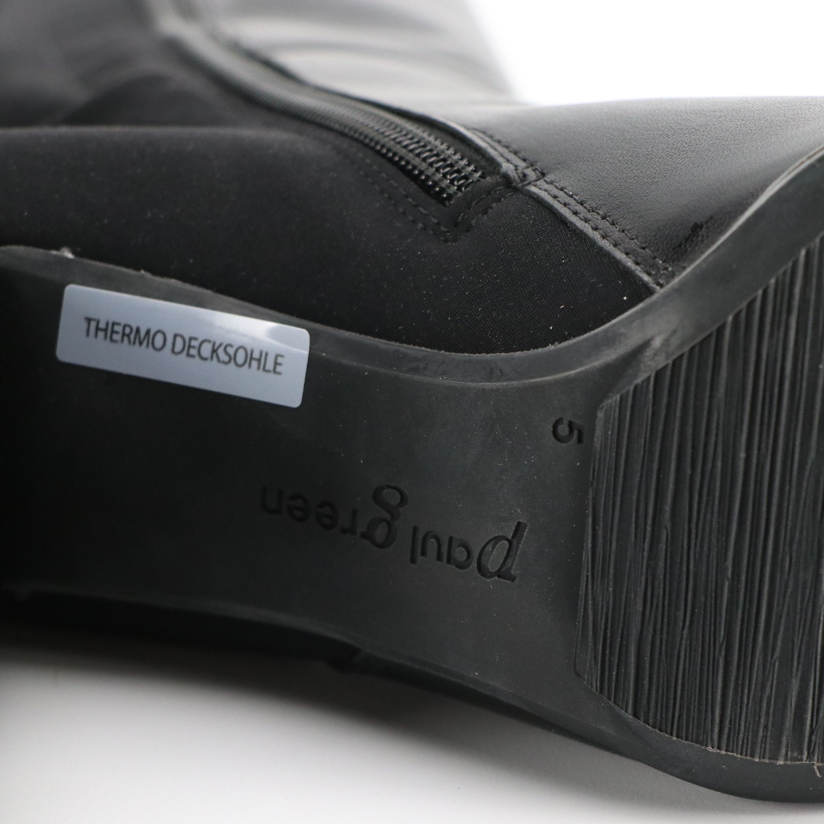 Paul Green Belmont Block Heel Knee-High Boots in Black Leather with Box