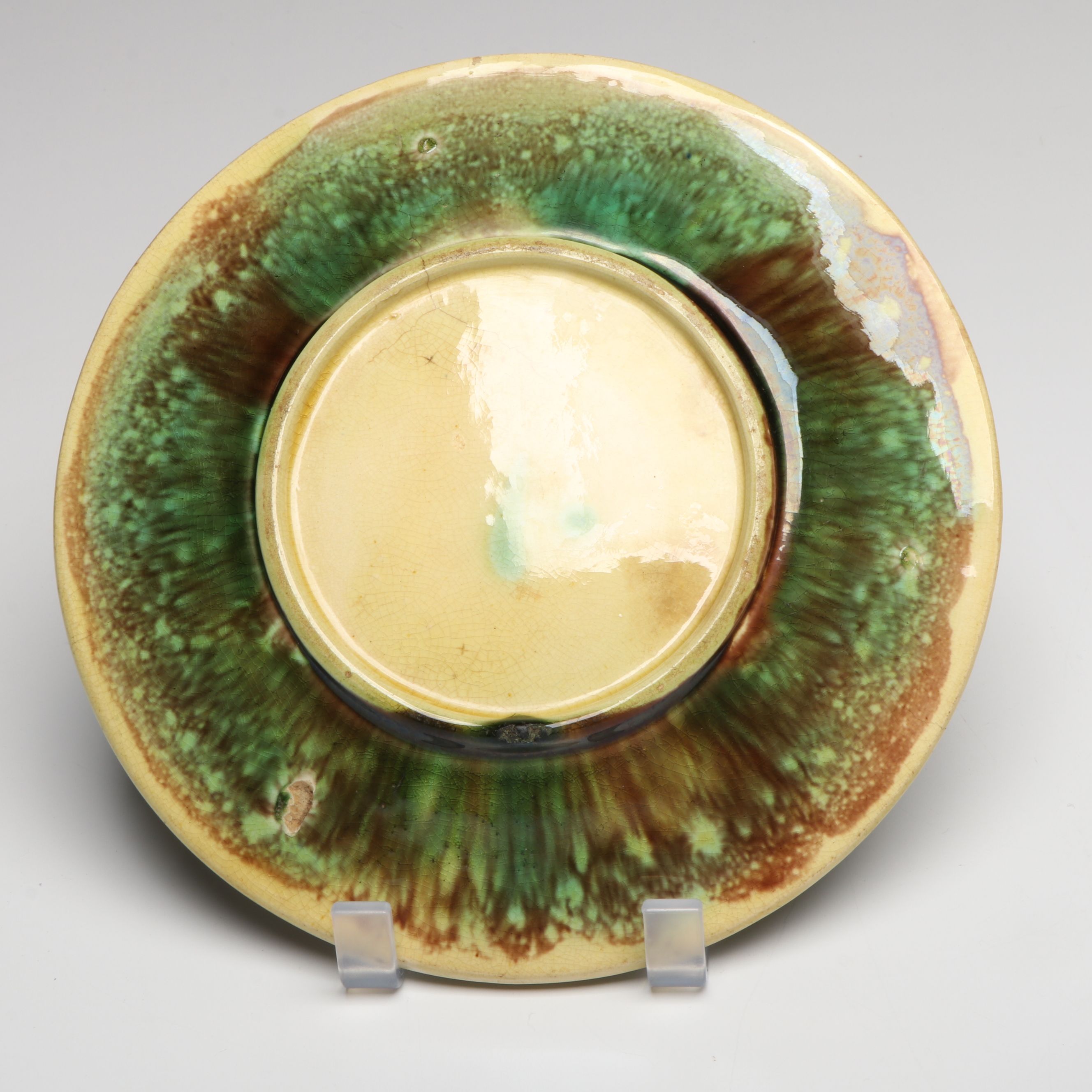 Majolica Style Corn Pitcher, Saucer and Other Table Accessories, Early 20th C.