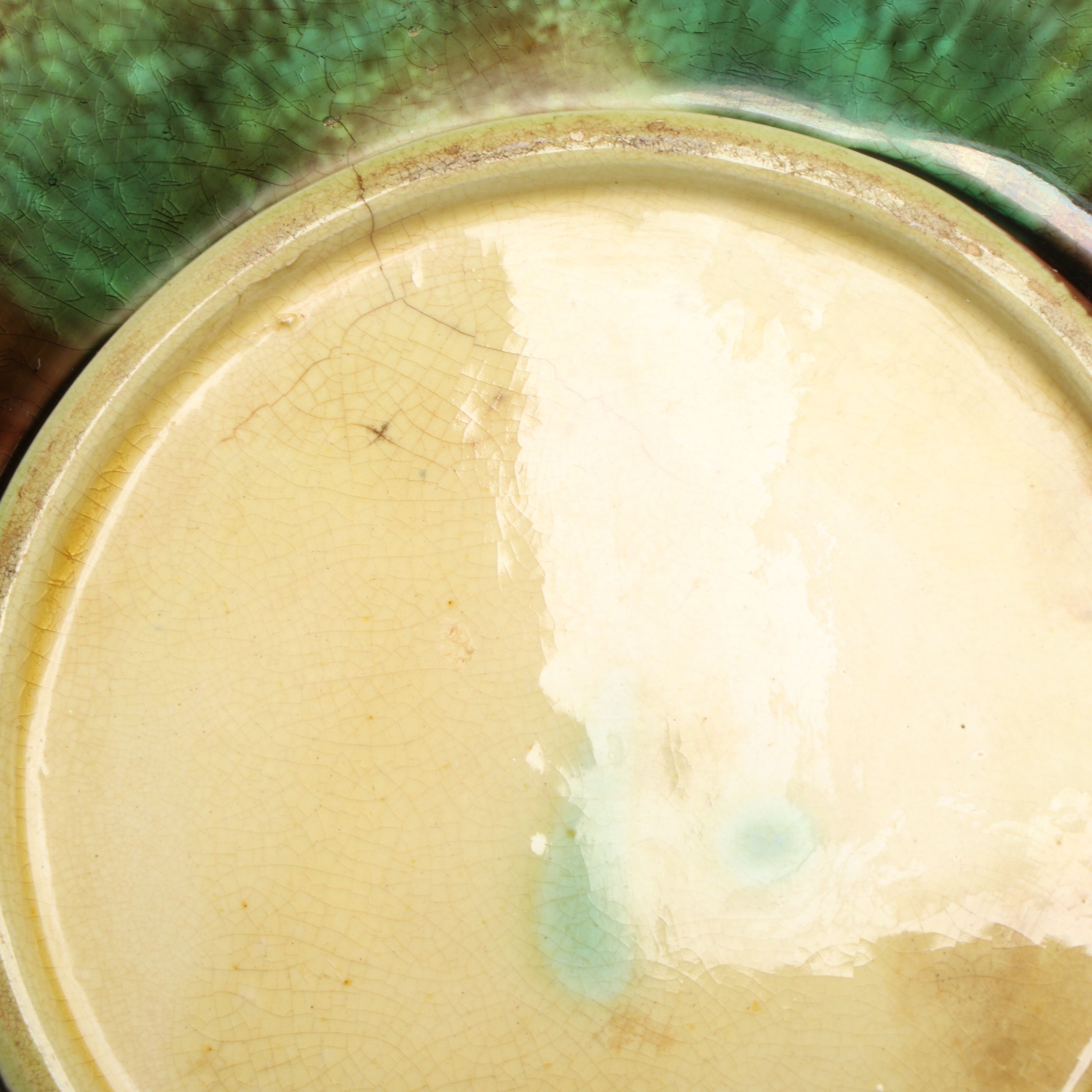 Majolica Style Corn Pitcher, Saucer and Other Table Accessories, Early 20th C.