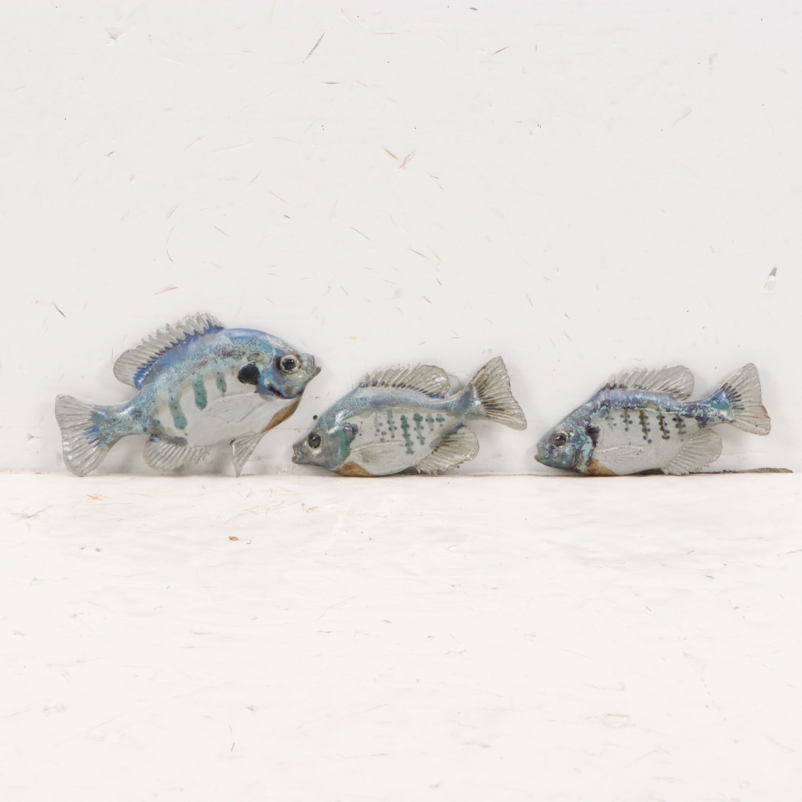 Group of Five Ceramic Wall Hangings of Bluegills and Crappie Fish, 21st Century