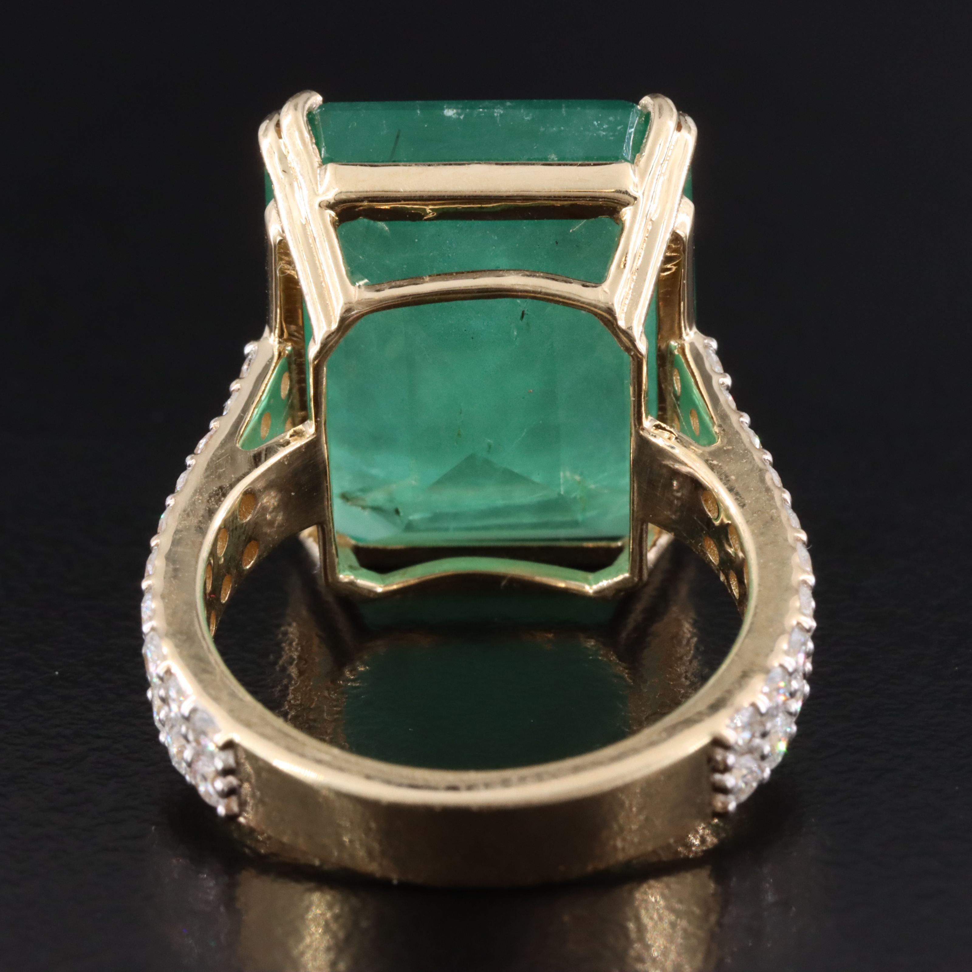 14K 16.46 CT Emerald and 1.01 CTW Diamond Ring